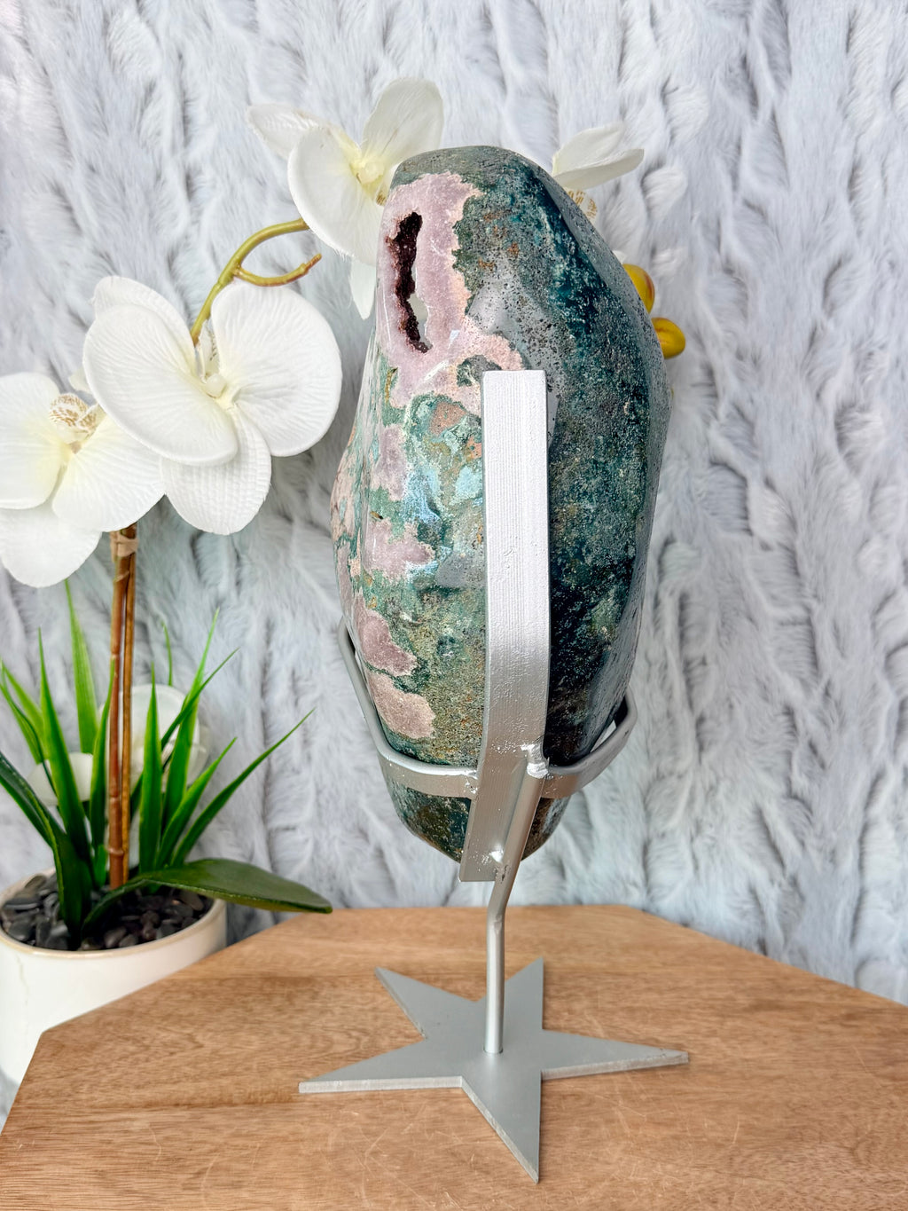 Large Botryoidal Pink Amethyst Geode with Jasper