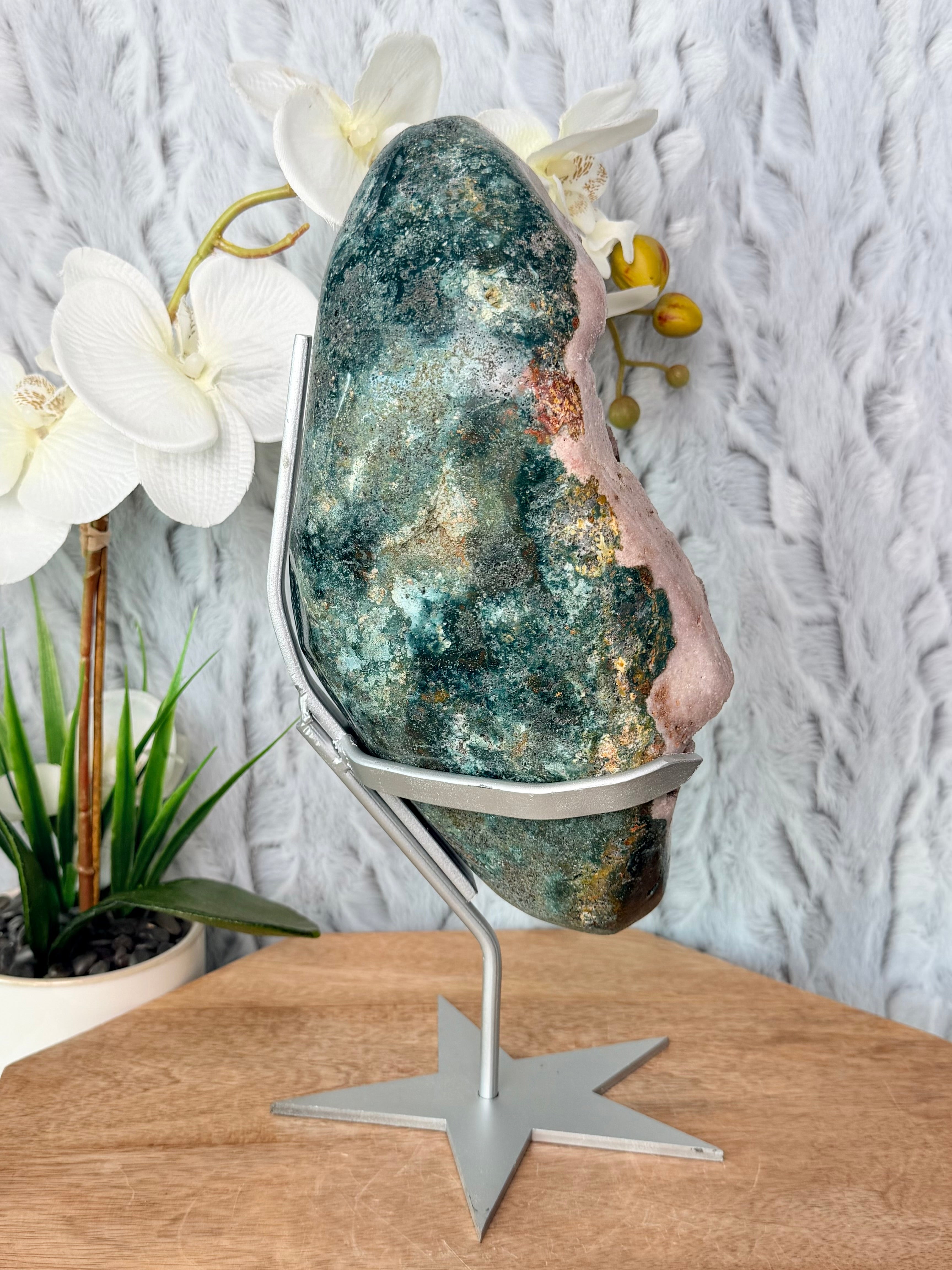 Large Botryoidal Pink Amethyst Geode with Jasper
