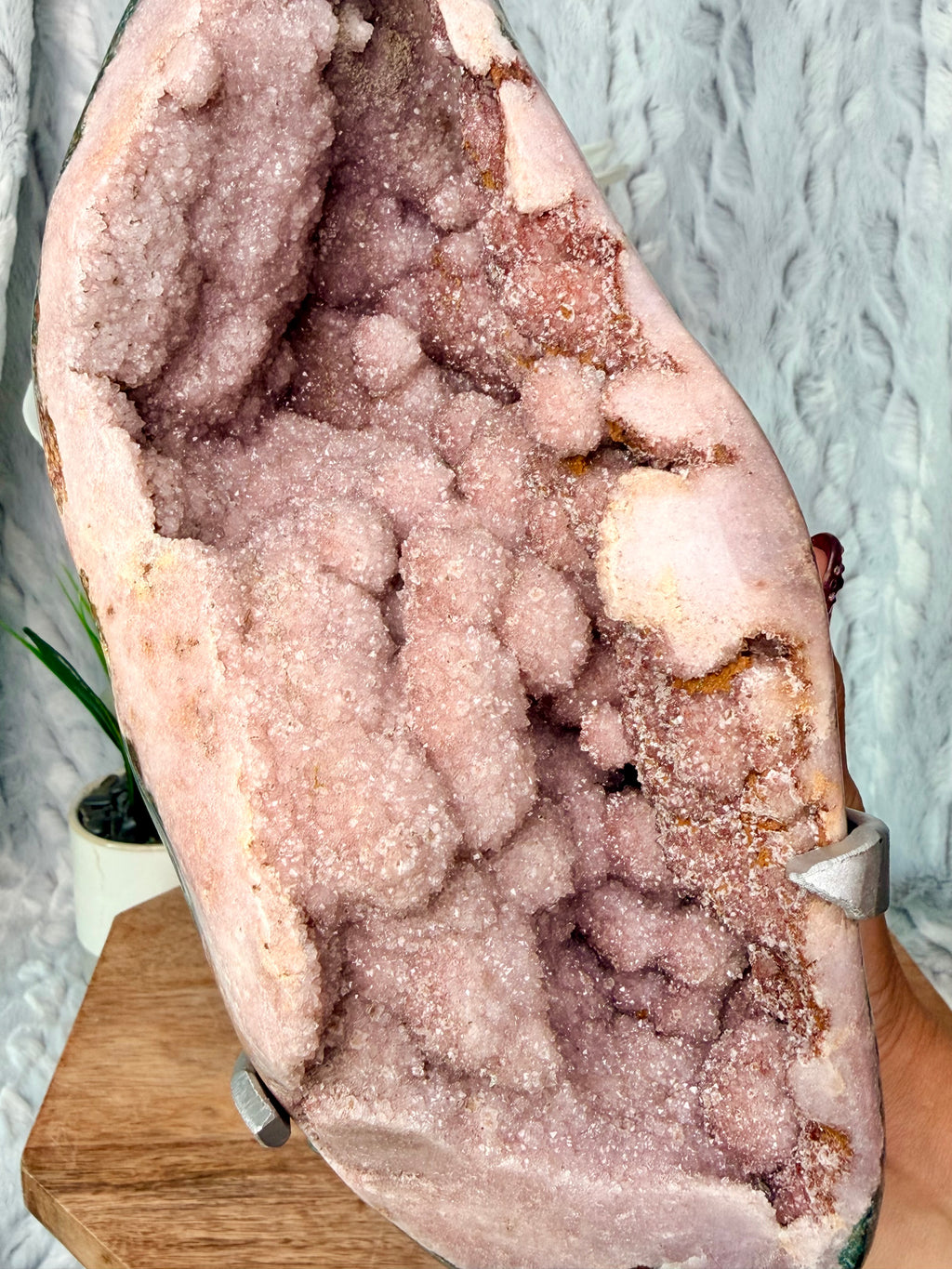 Large Botryoidal Pink Amethyst Geode with Jasper