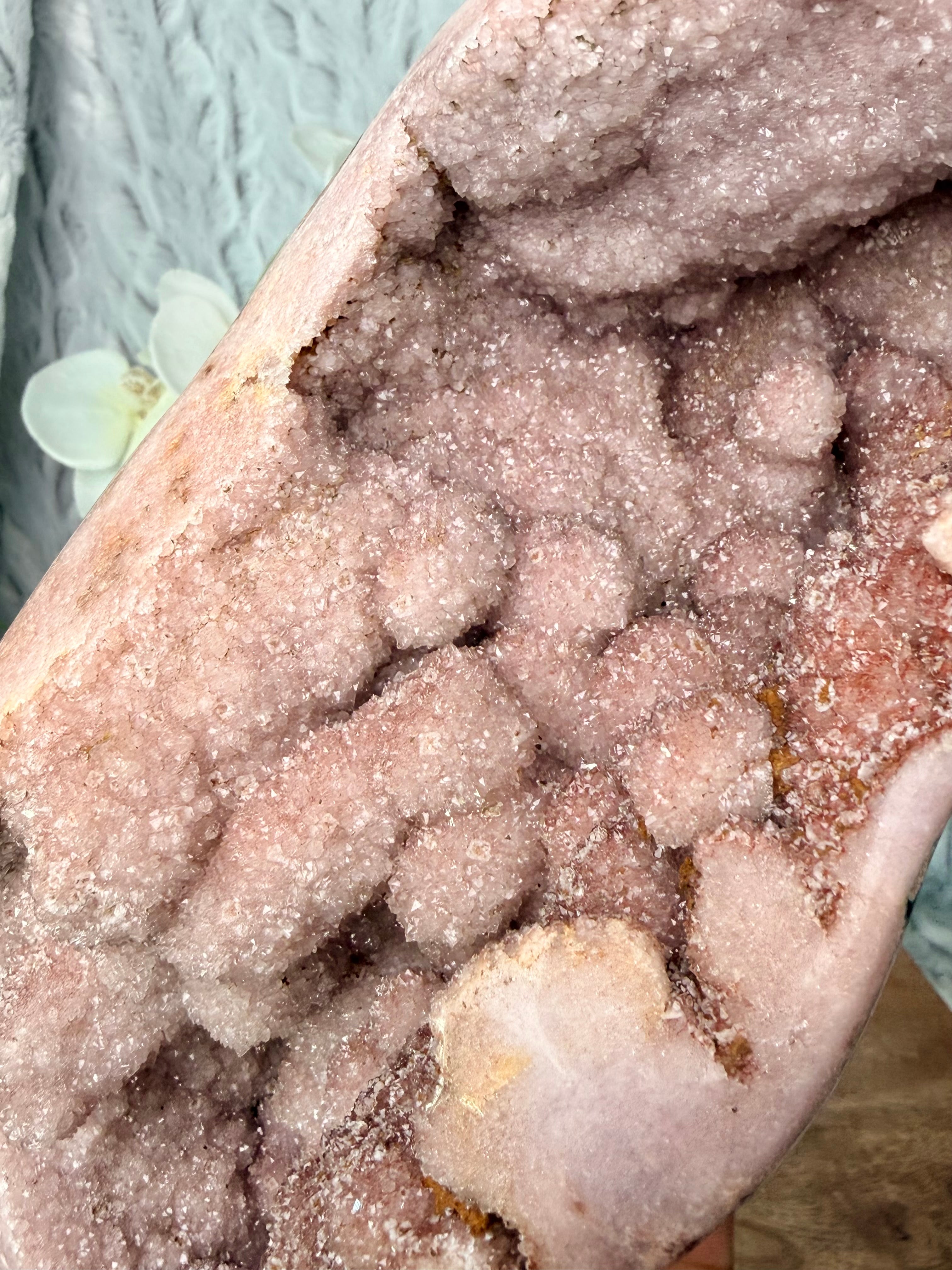 Large Botryoidal Pink Amethyst Geode with Jasper