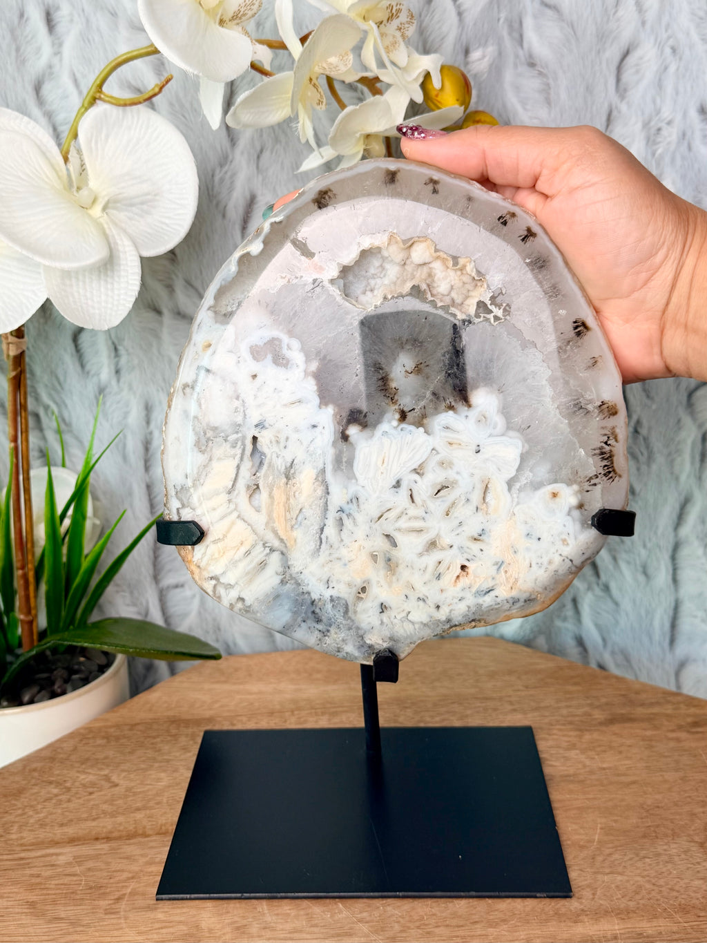 Rutilated, Dendritic Agate slab