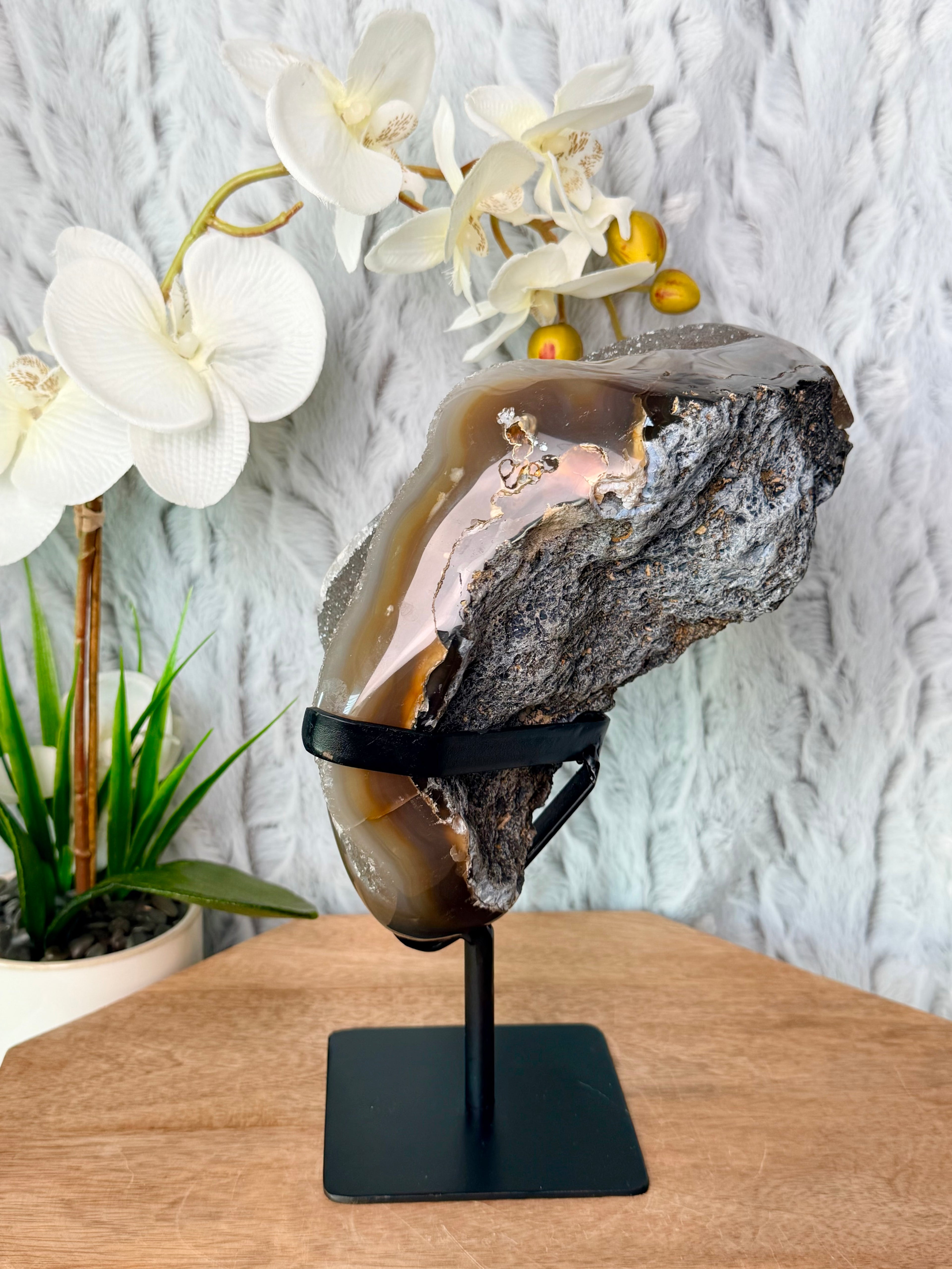 Large Druzy, Botryoidal Agate Geode