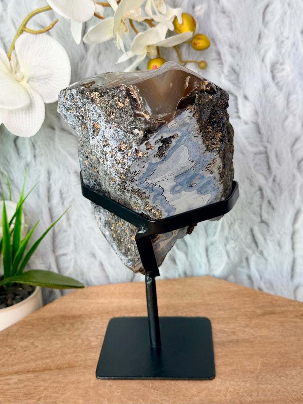Large Druzy, Botryoidal Agate Geode