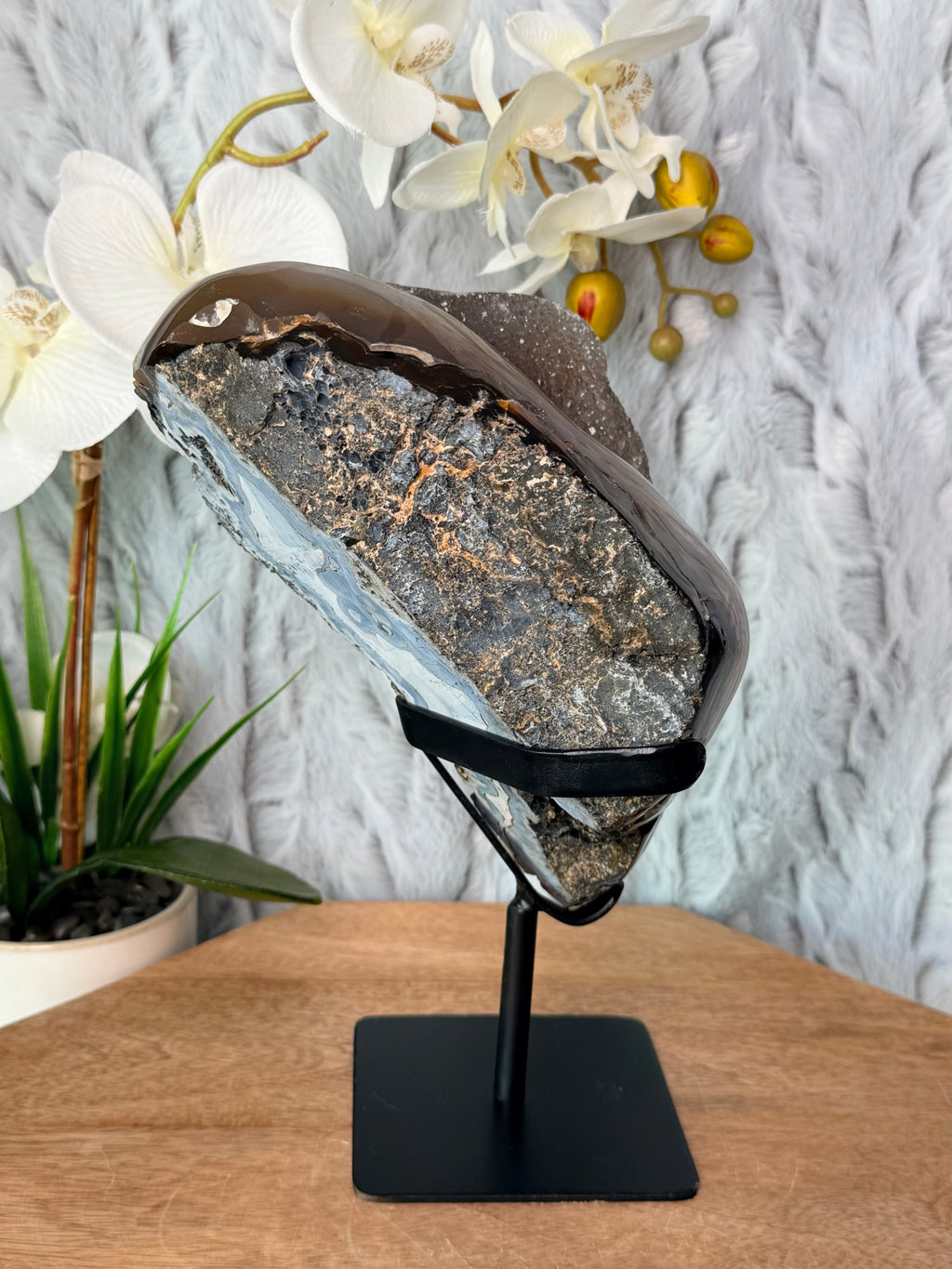 Large Druzy, Botryoidal Agate Geode