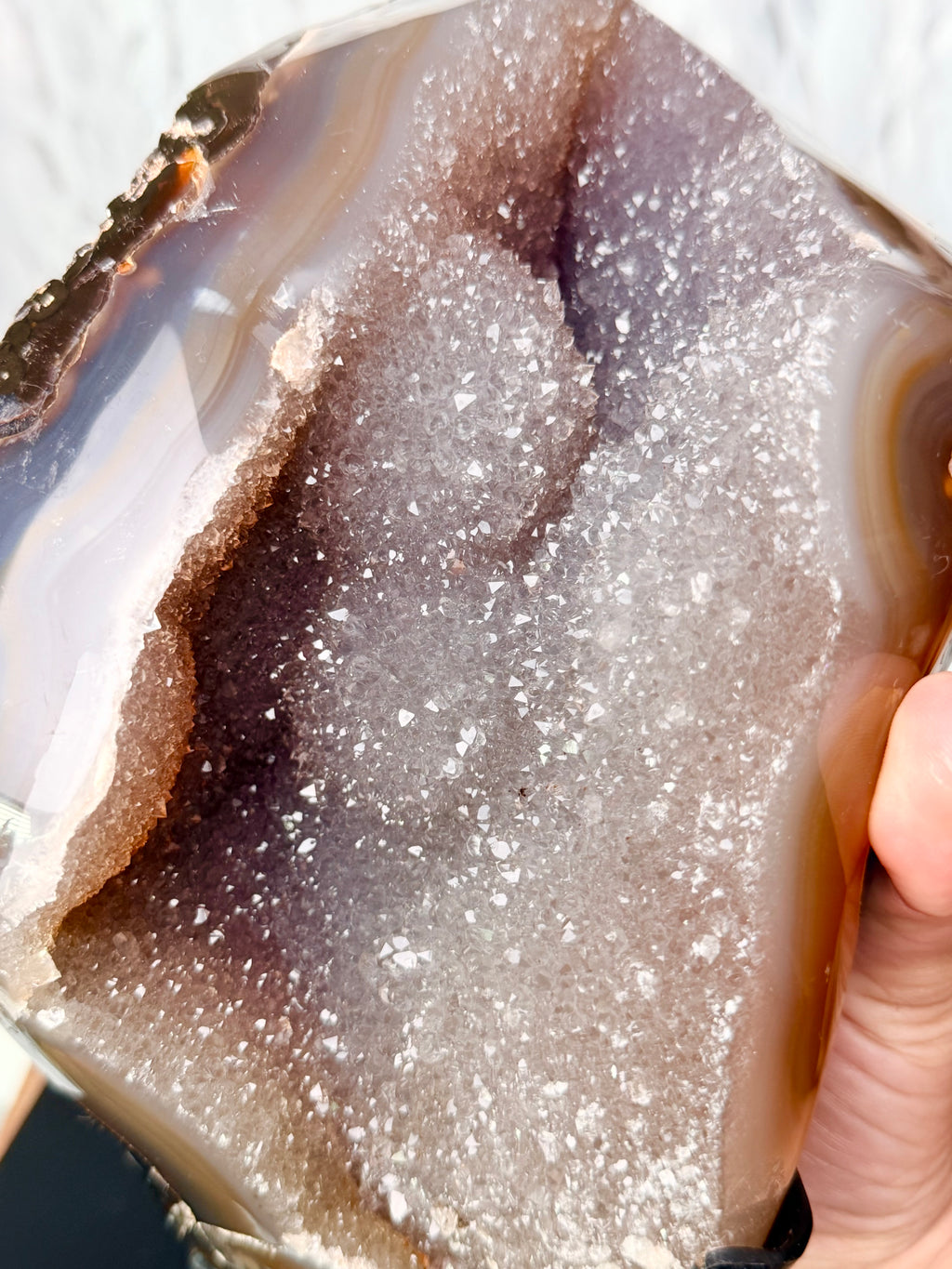 Large Druzy, Botryoidal Agate Geode