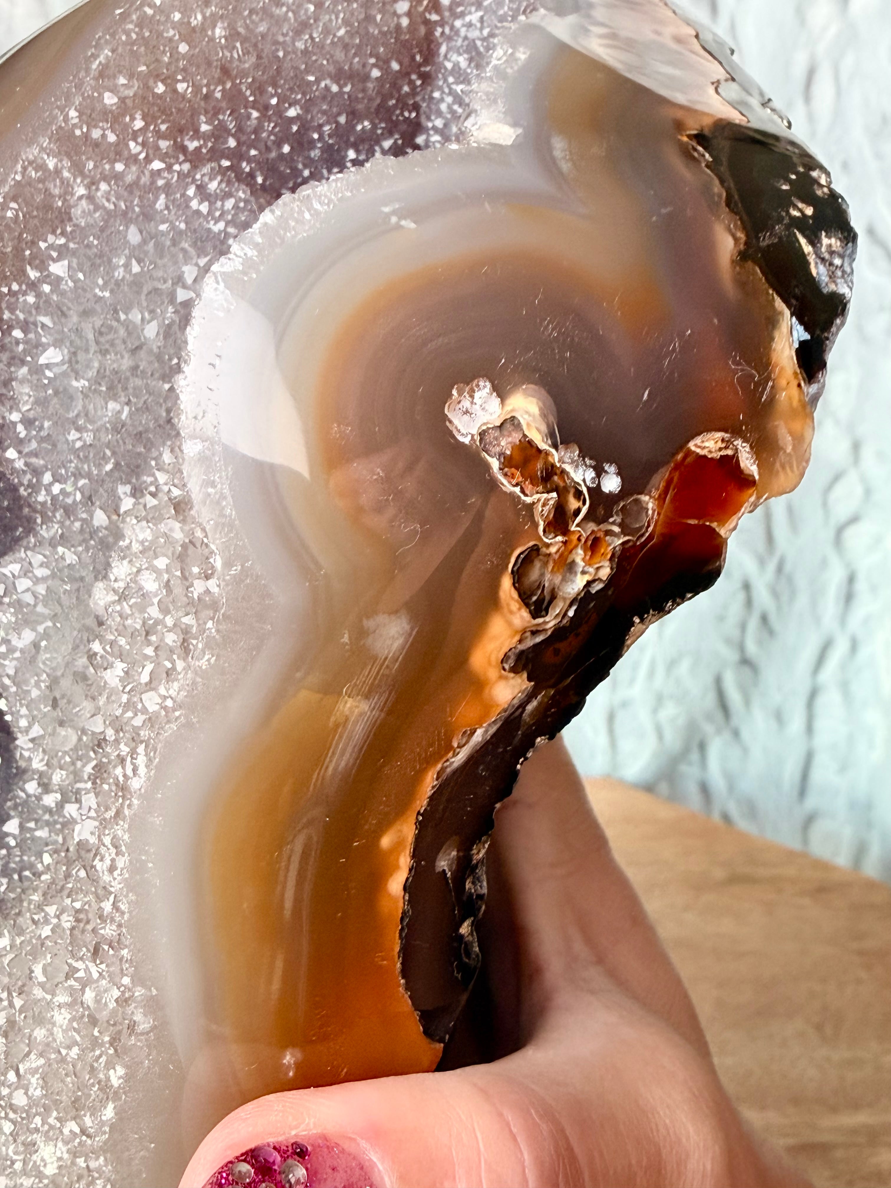 Large Druzy, Botryoidal Agate Geode