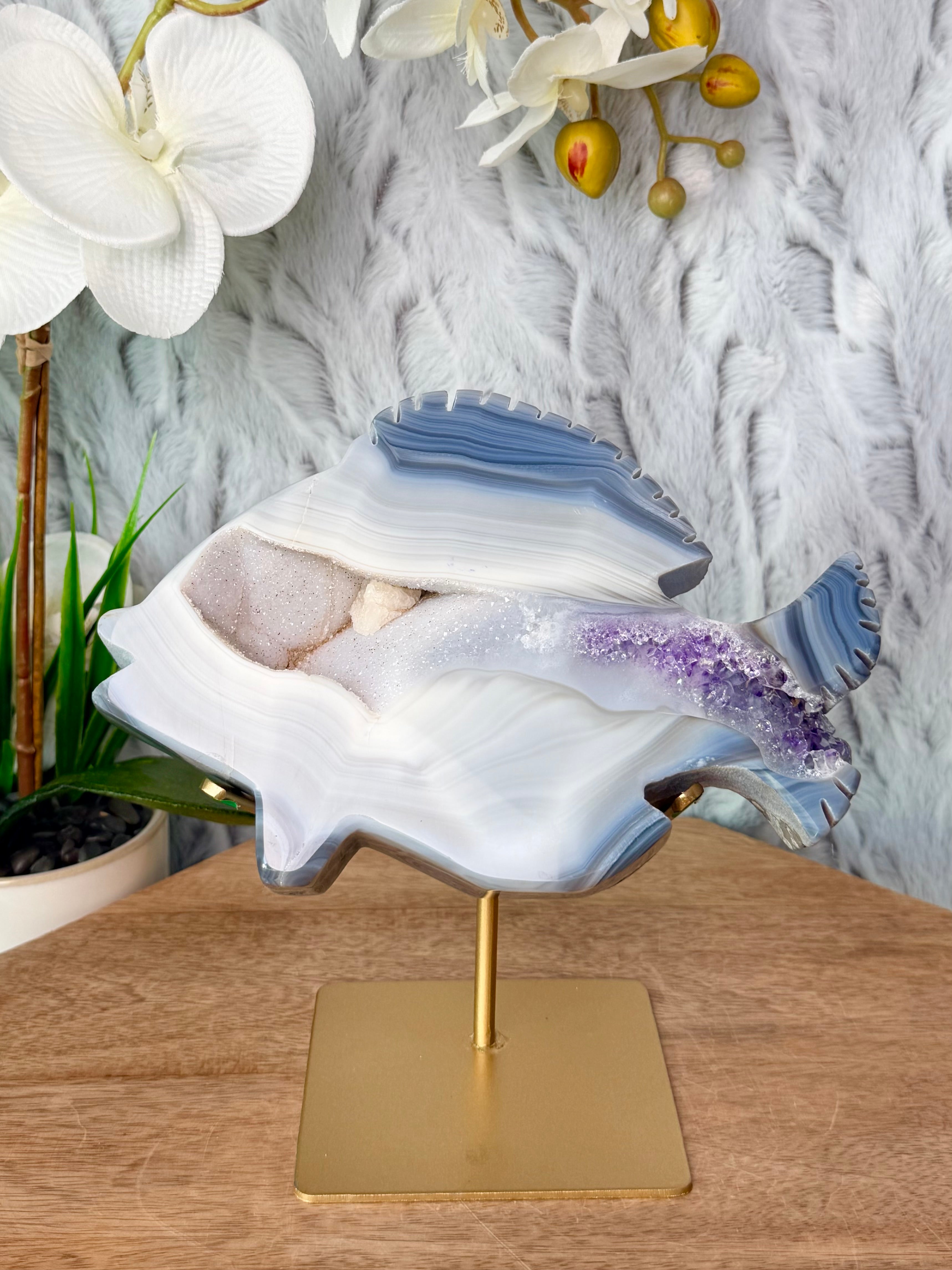 Amethyst Agate Fish Carving