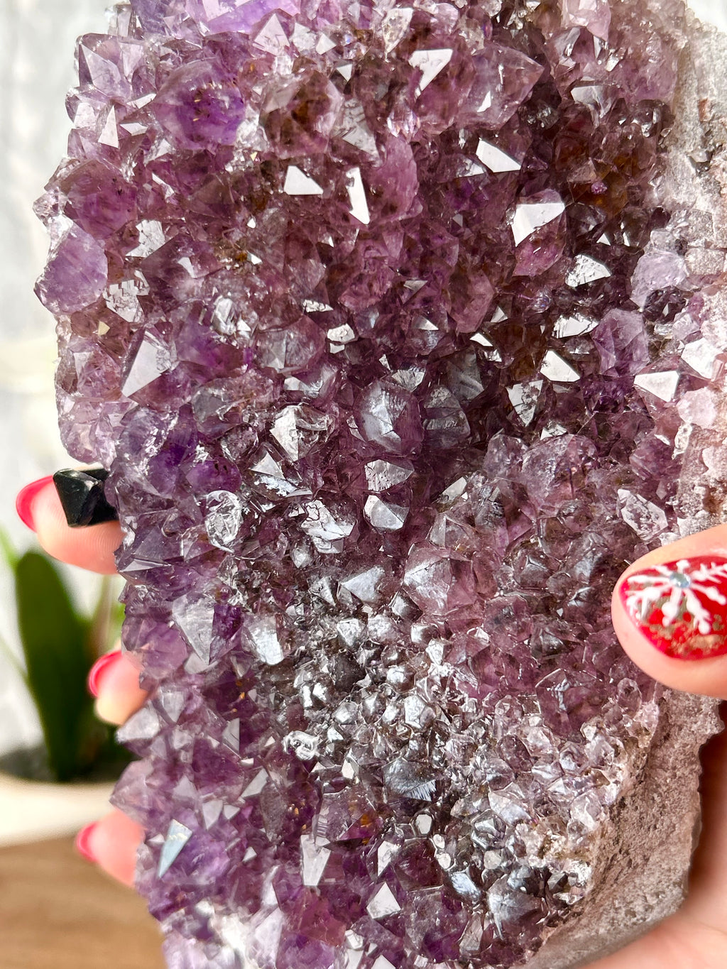 Amethyst cluster on stand