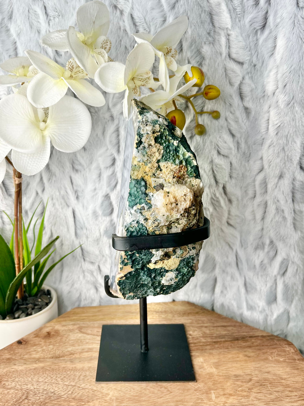 Blue Banded Agate Geode on stand