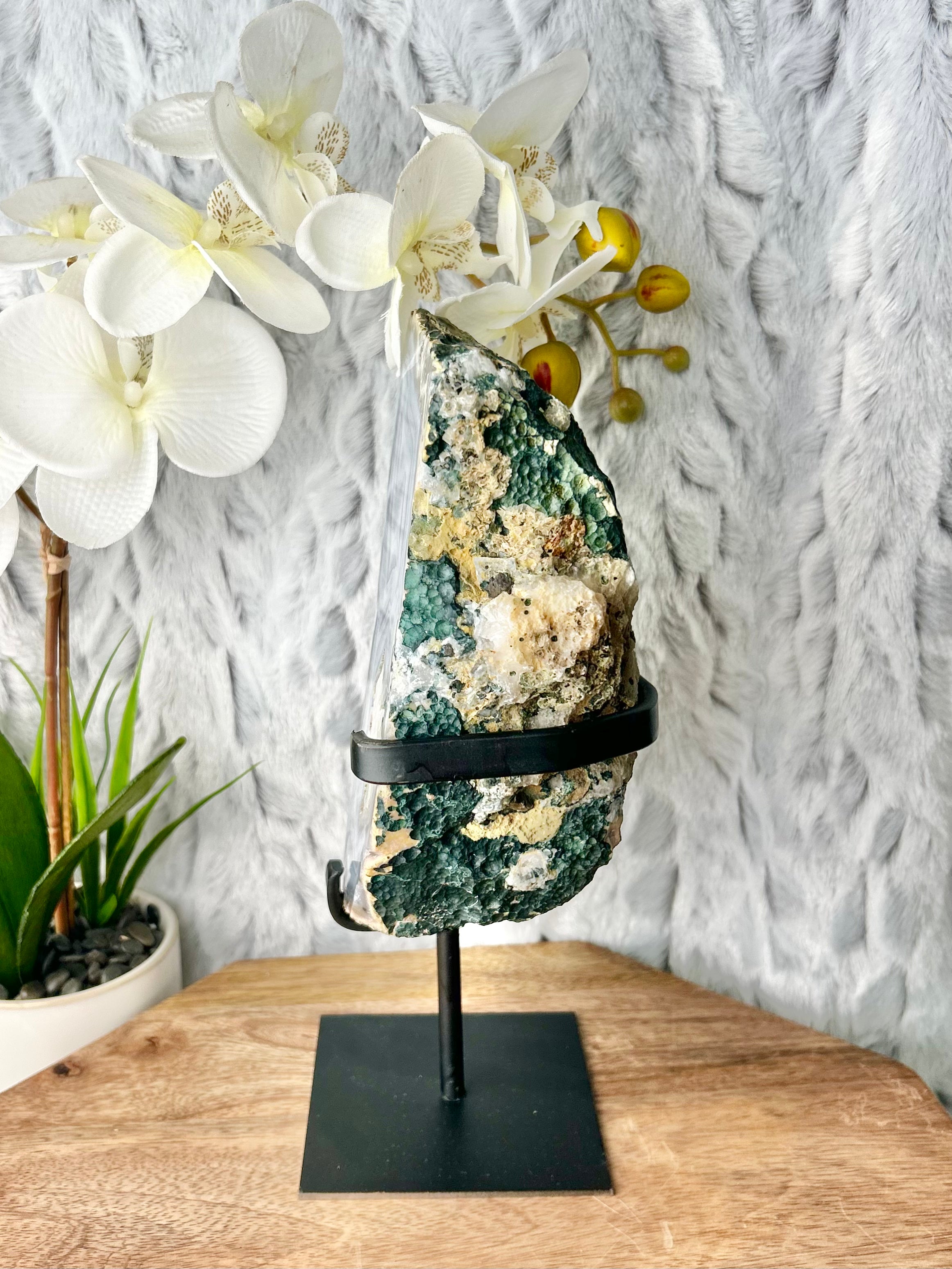 Blue Banded Agate Geode on stand