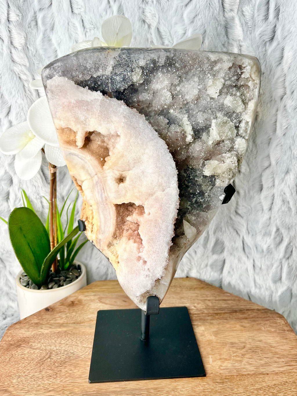 Pink Amethyst with Rainbow druze