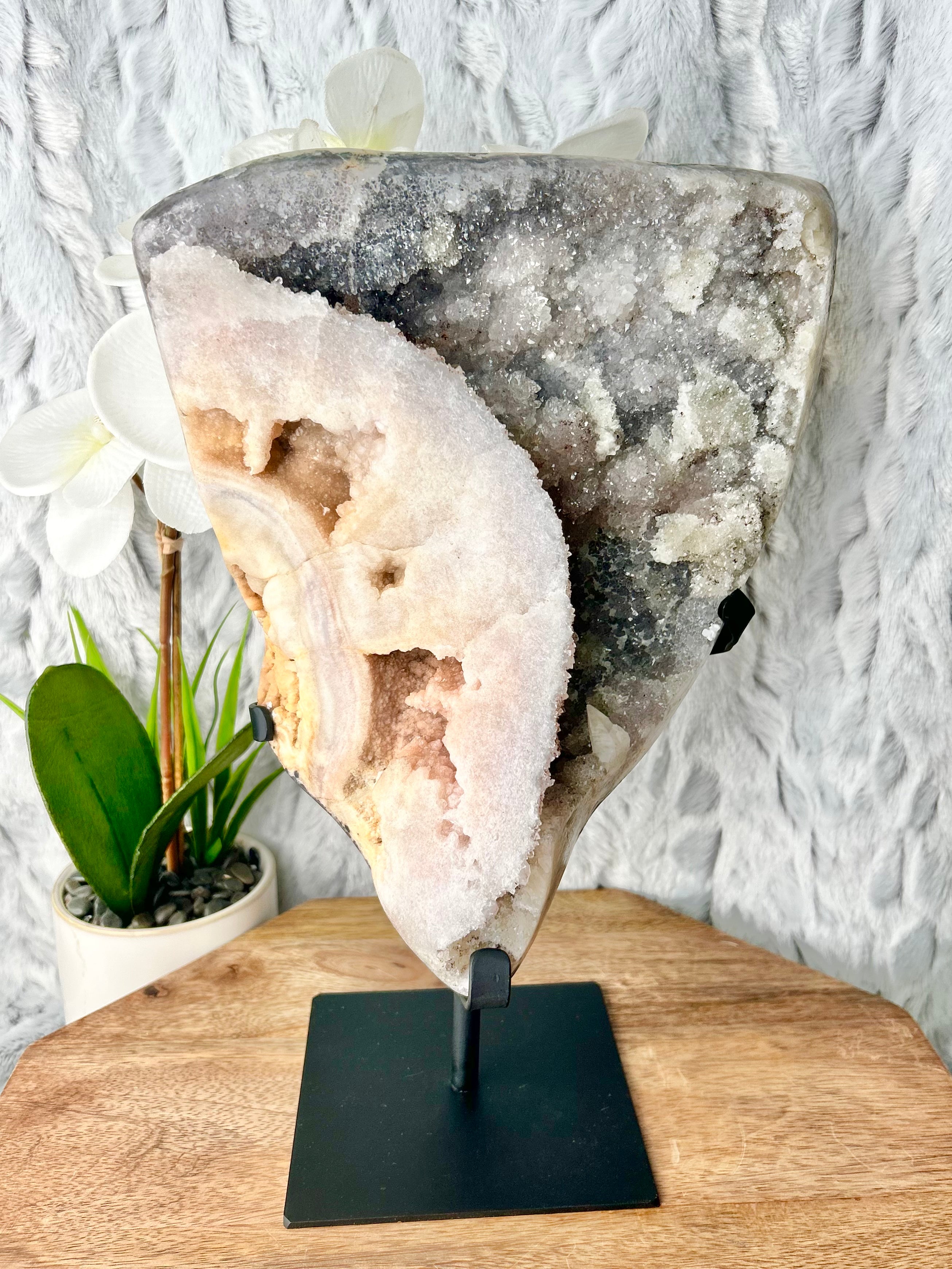 Pink Amethyst with Rainbow druze