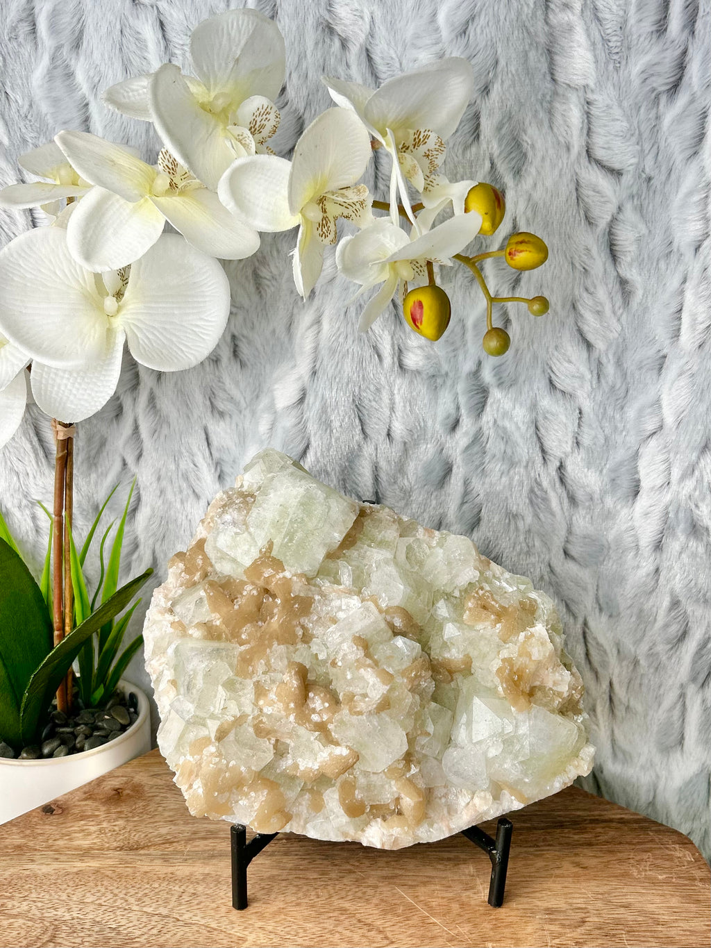 Large Green Apophyllite and Stilbite Cluster