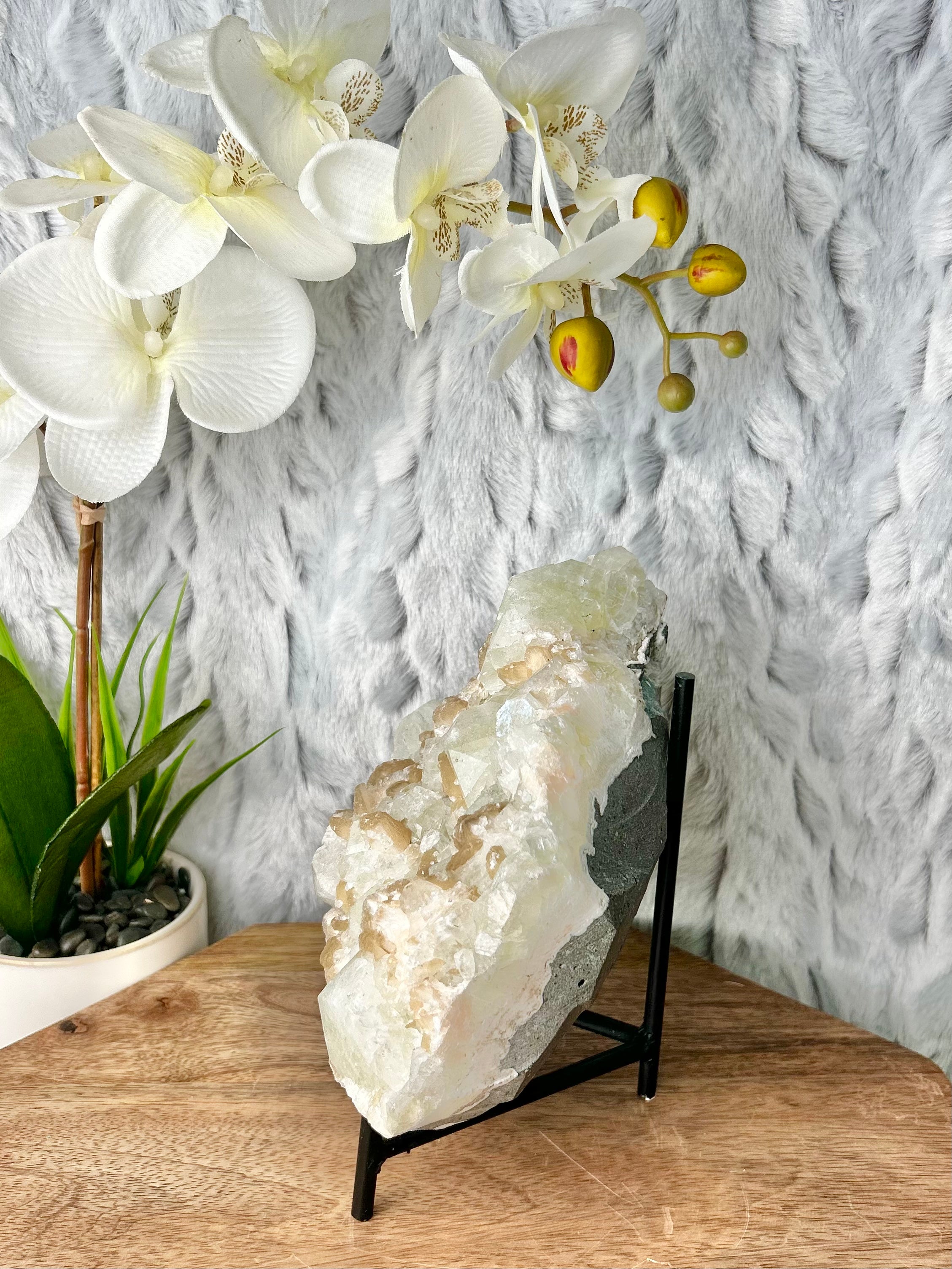 Large Green Apophyllite and Stilbite Cluster