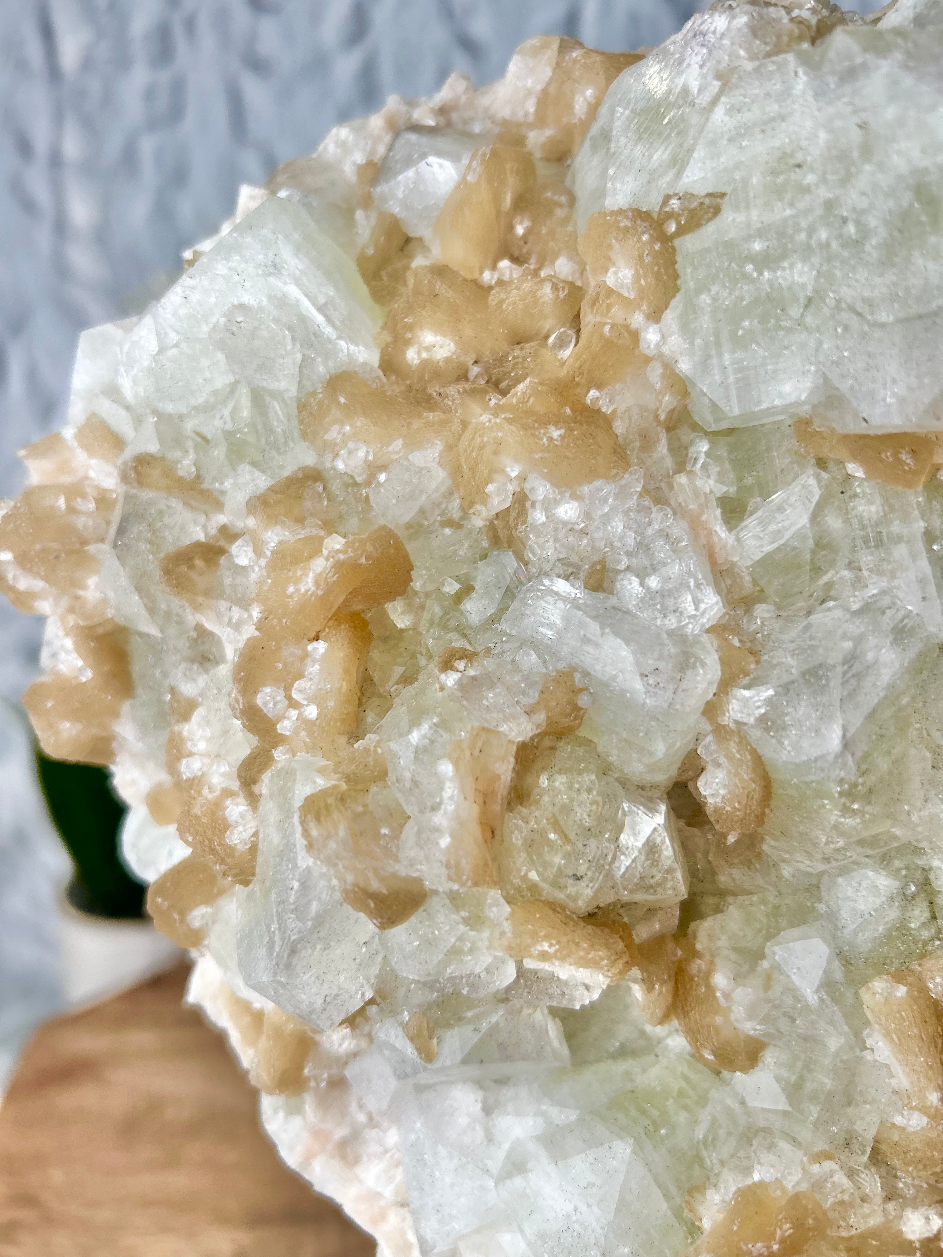 Large Green Apophyllite and Stilbite Cluster