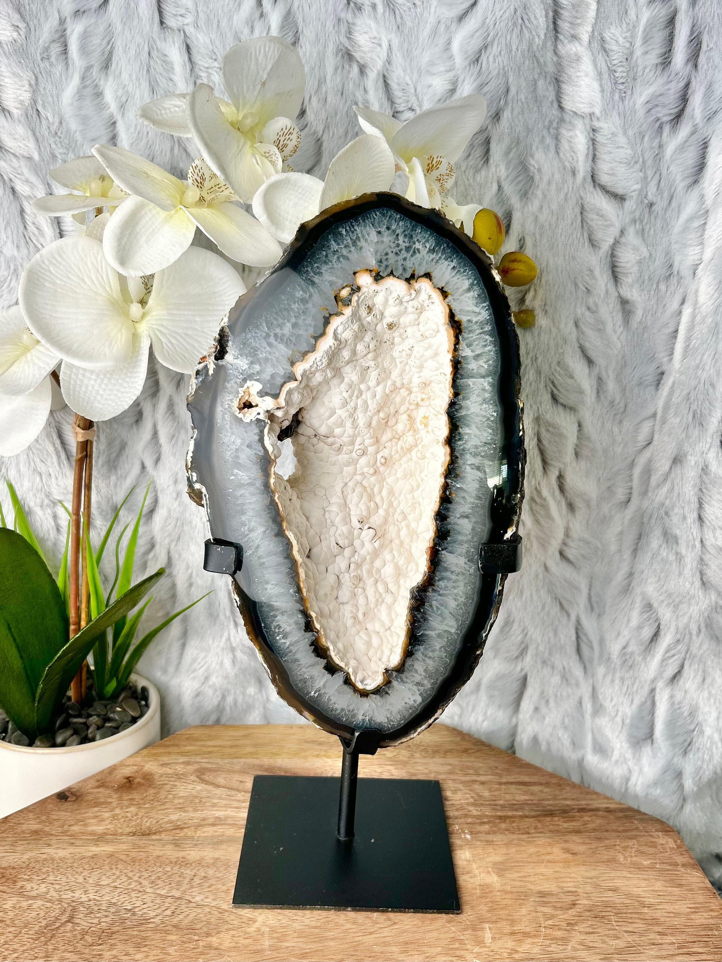 White Druze Agate Geode