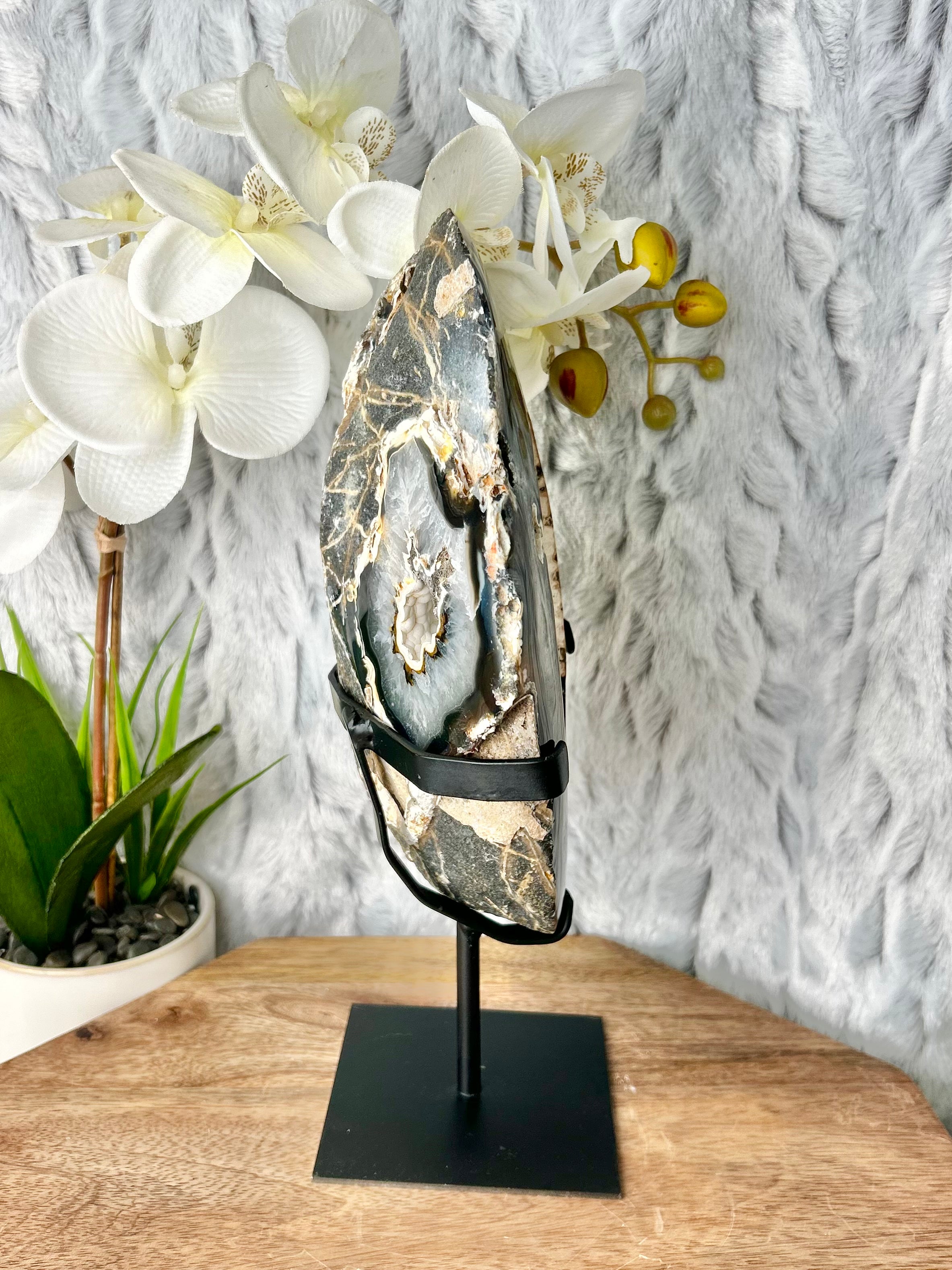 White Druze Agate Geode