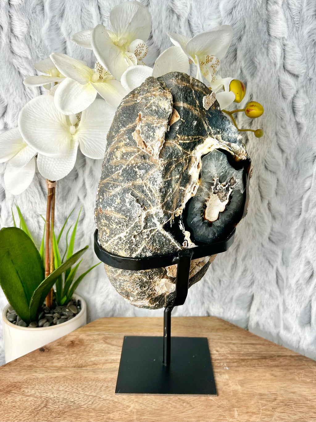 White Druze Agate Geode