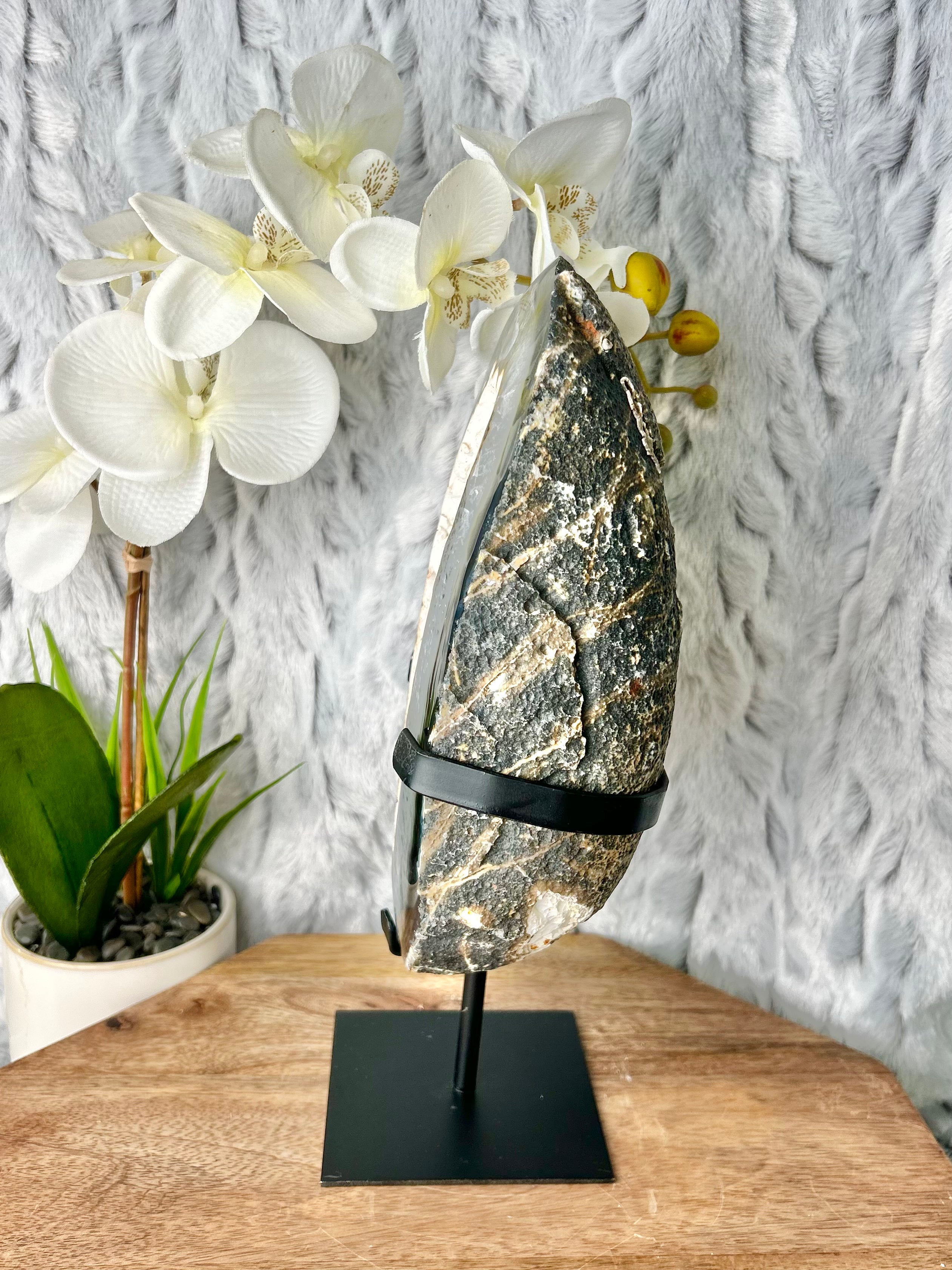 White Druze Agate Geode