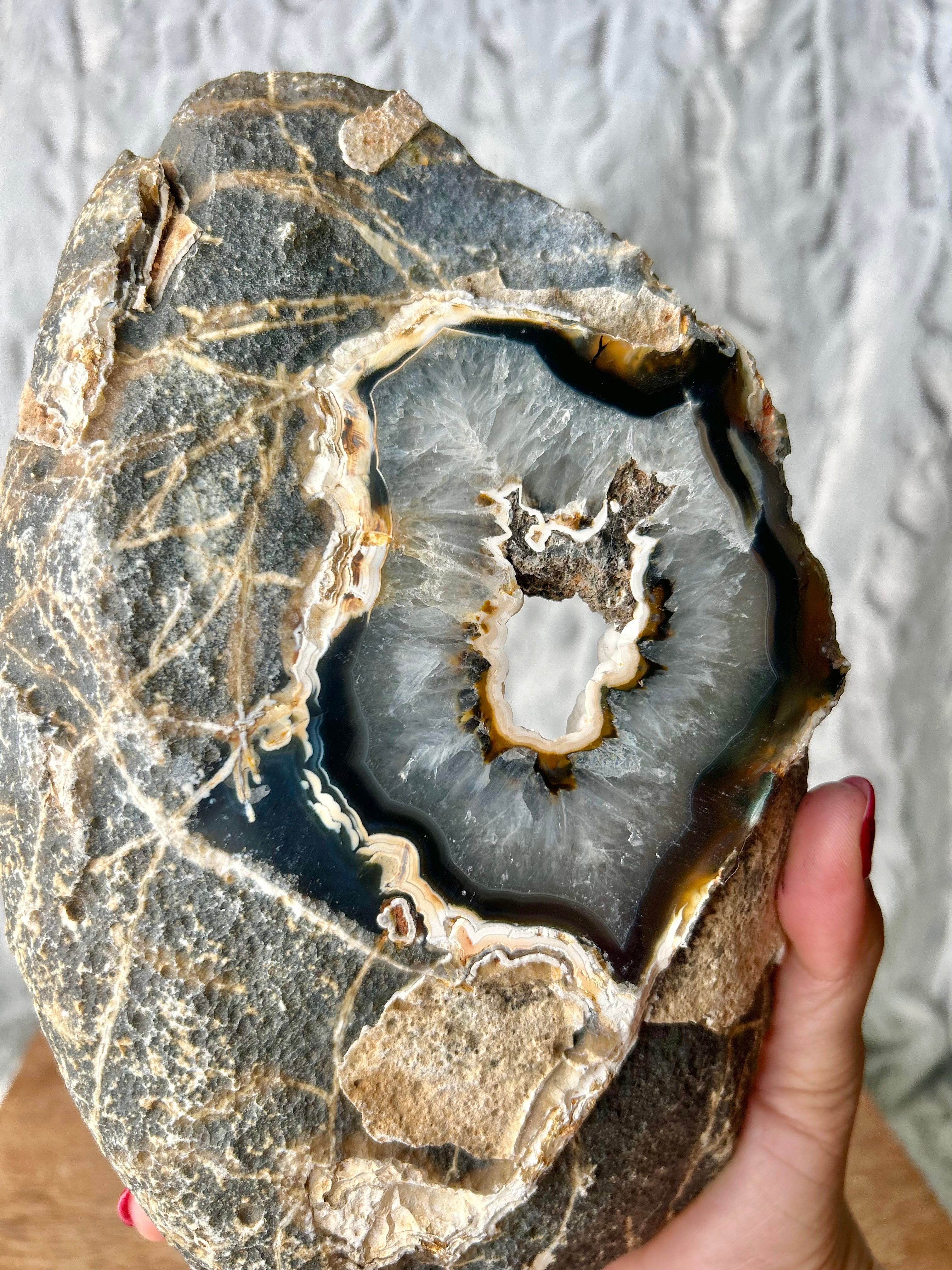 White Druze Agate Geode
