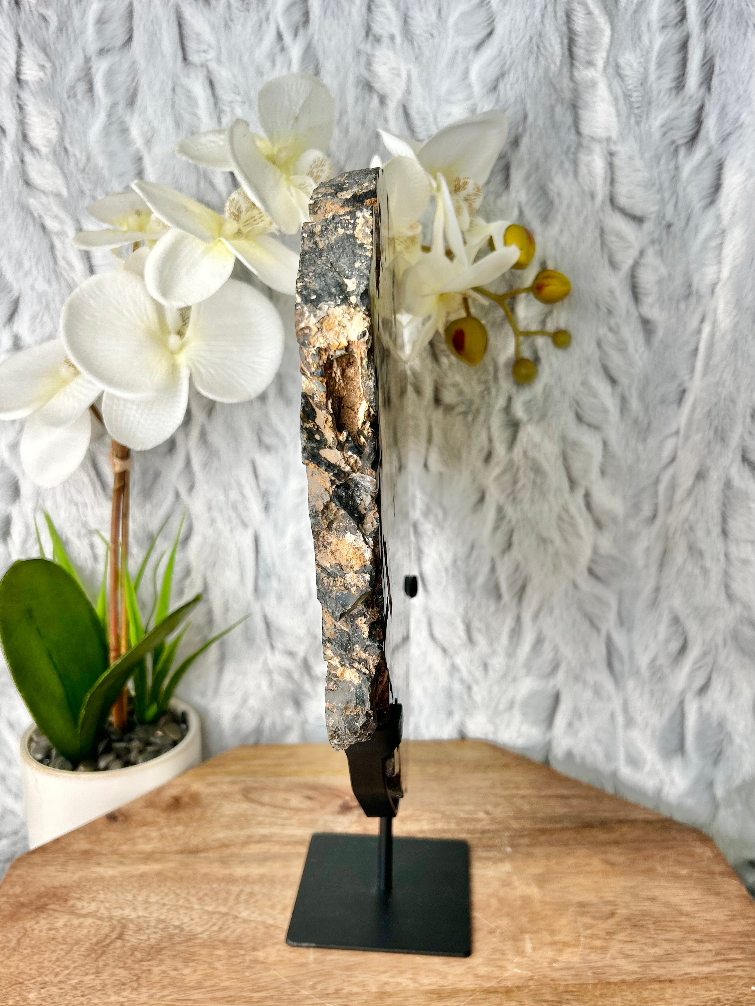 Colorful Agate slab on stand