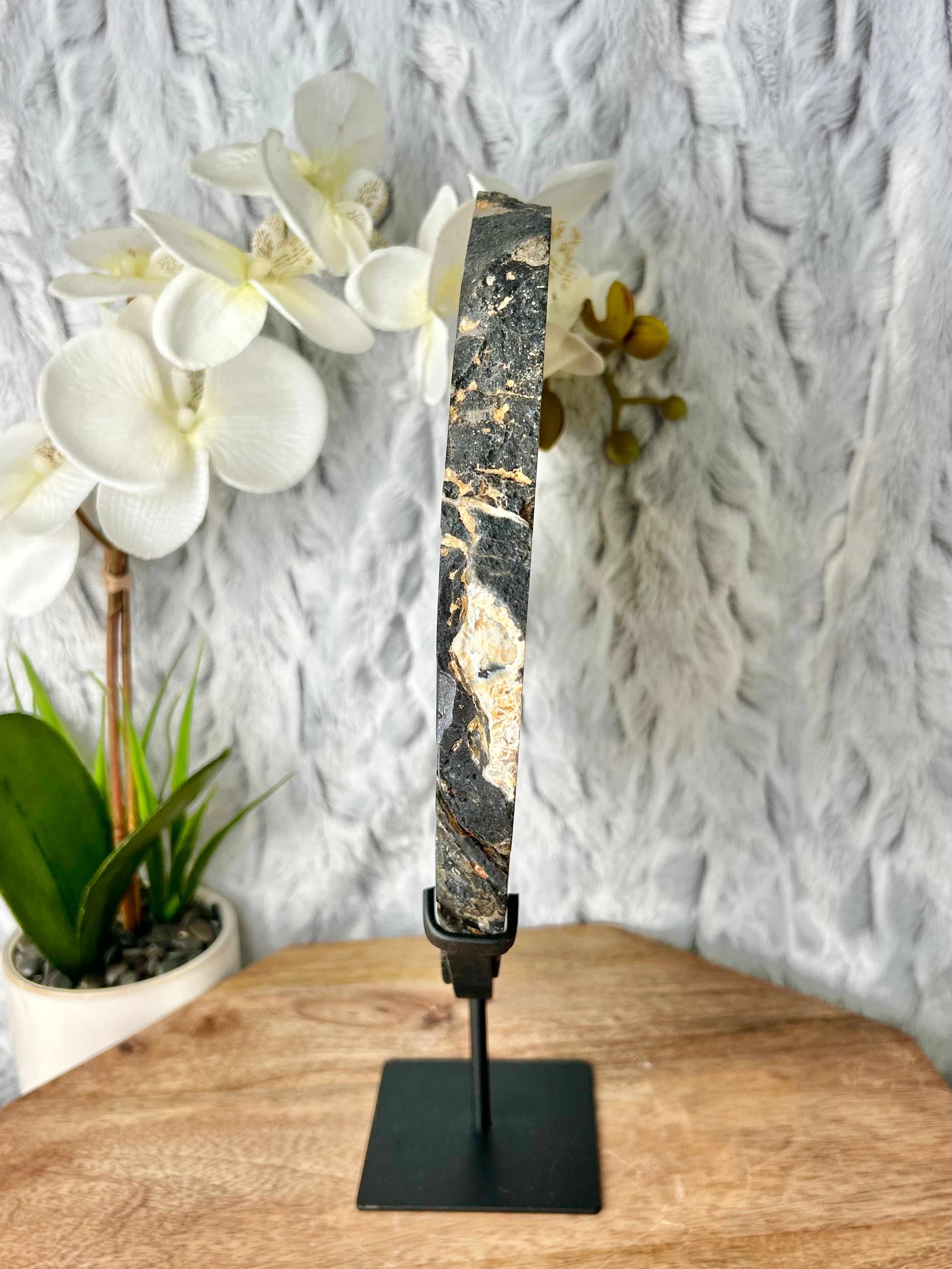 Colorful Agate slab on stand