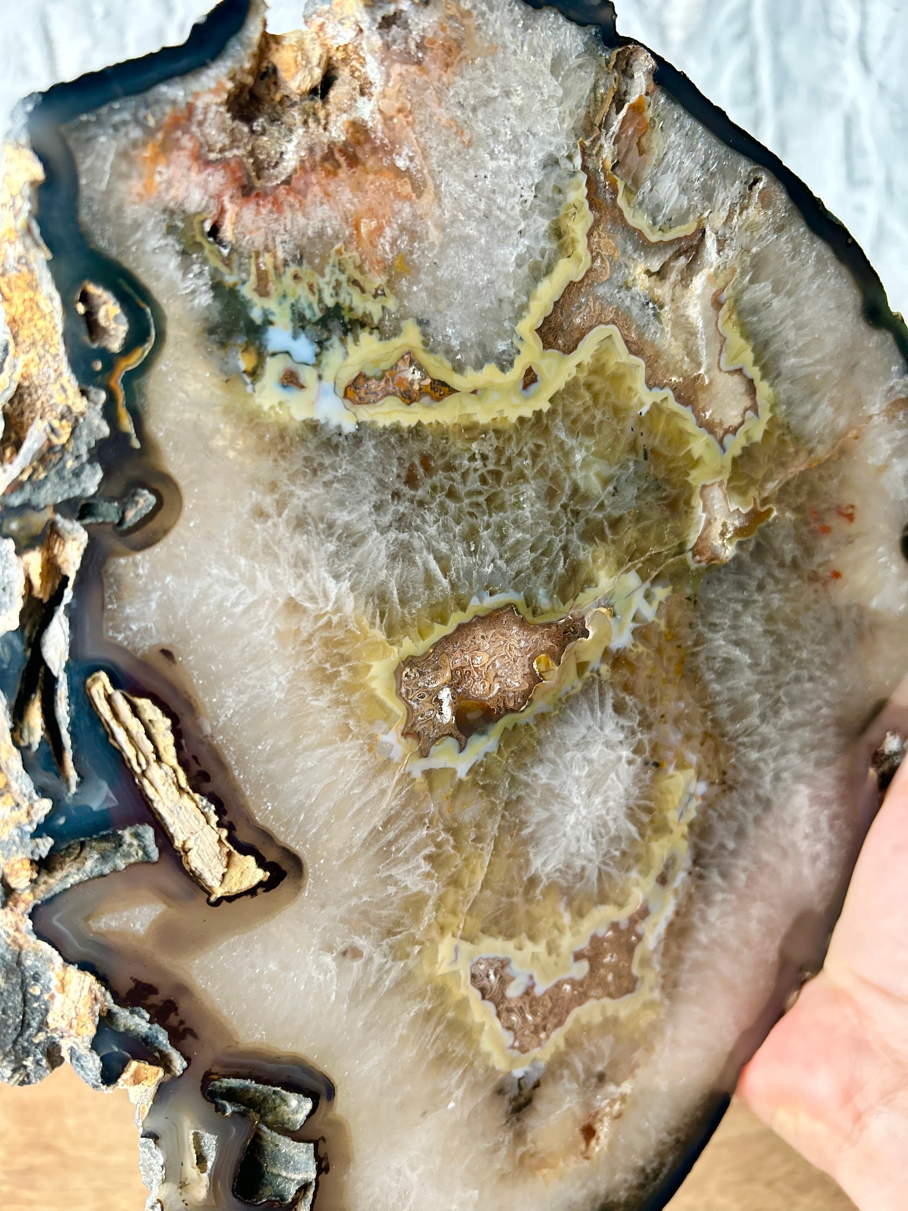 Colorful Agate slab on stand