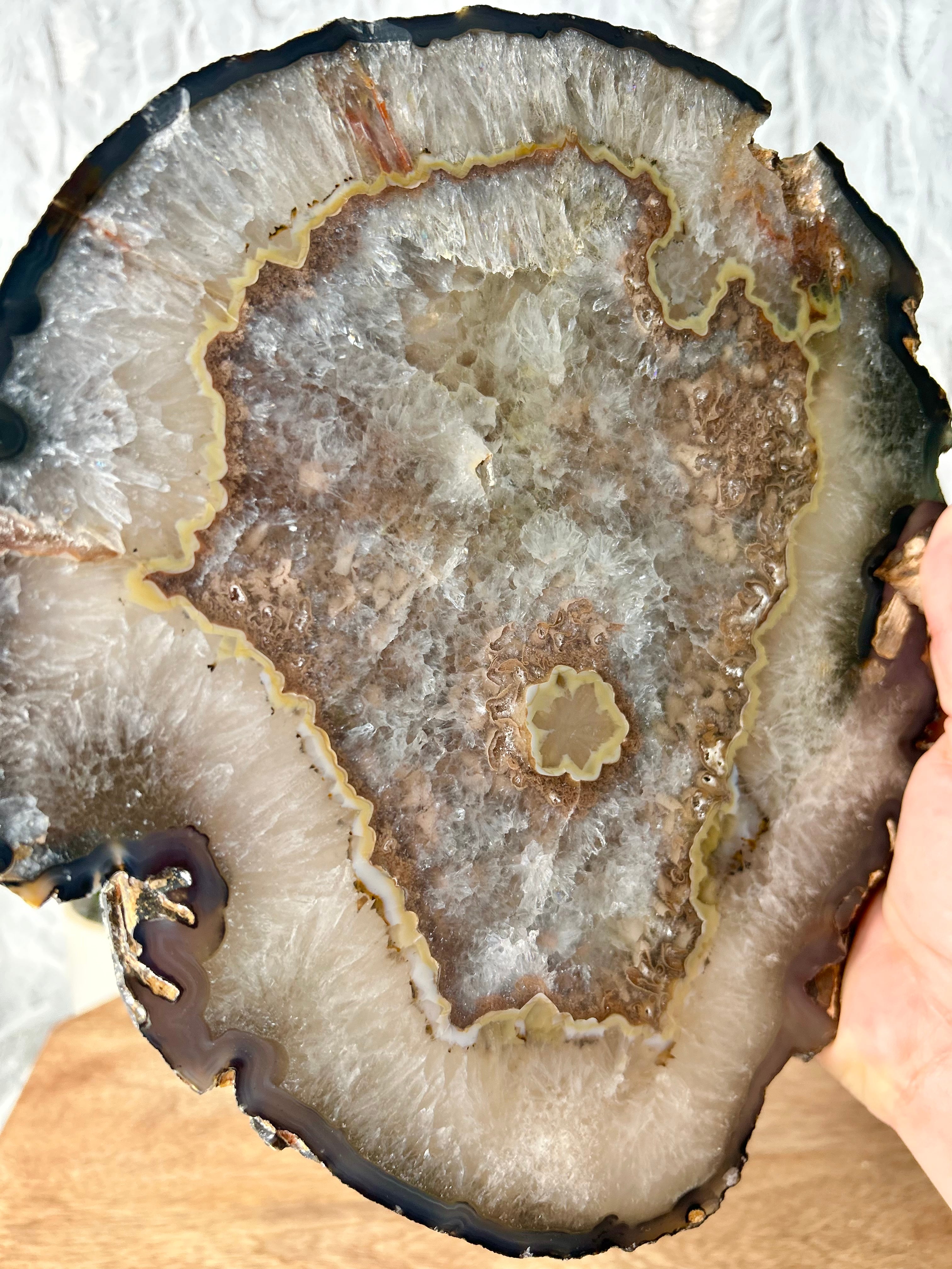 Colorful Agate slab on stand