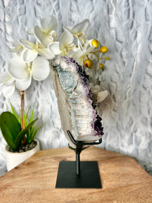 Amethyst cluster with Calcite