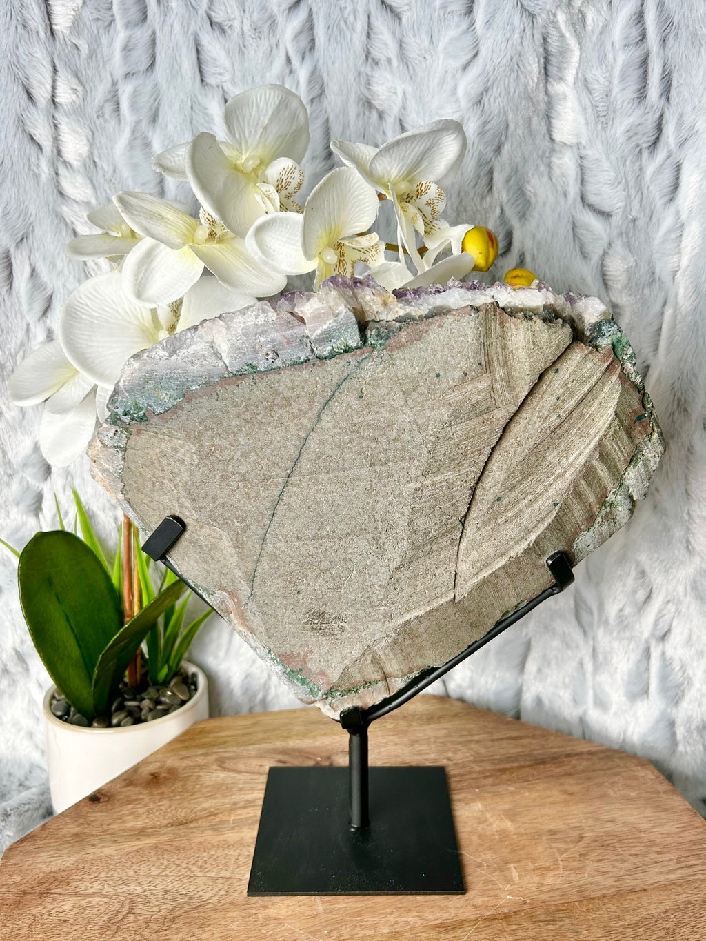 Amethyst cluster with Calcite