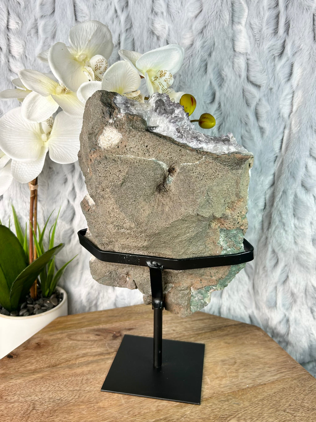 Rainbow Amethyst slab with DT Calcite