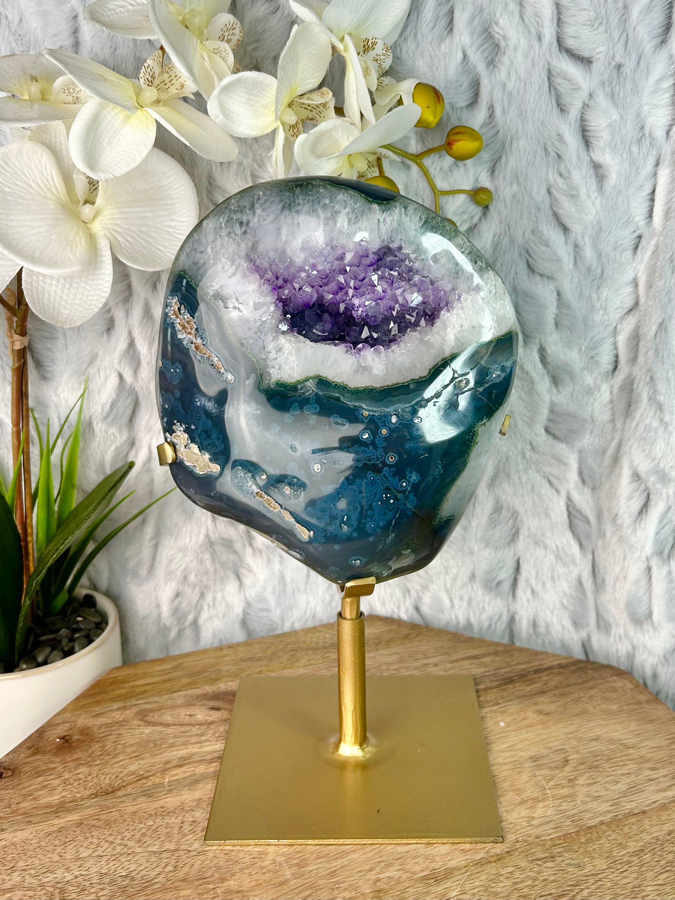 Amethyst Agate Geode on spinning stand