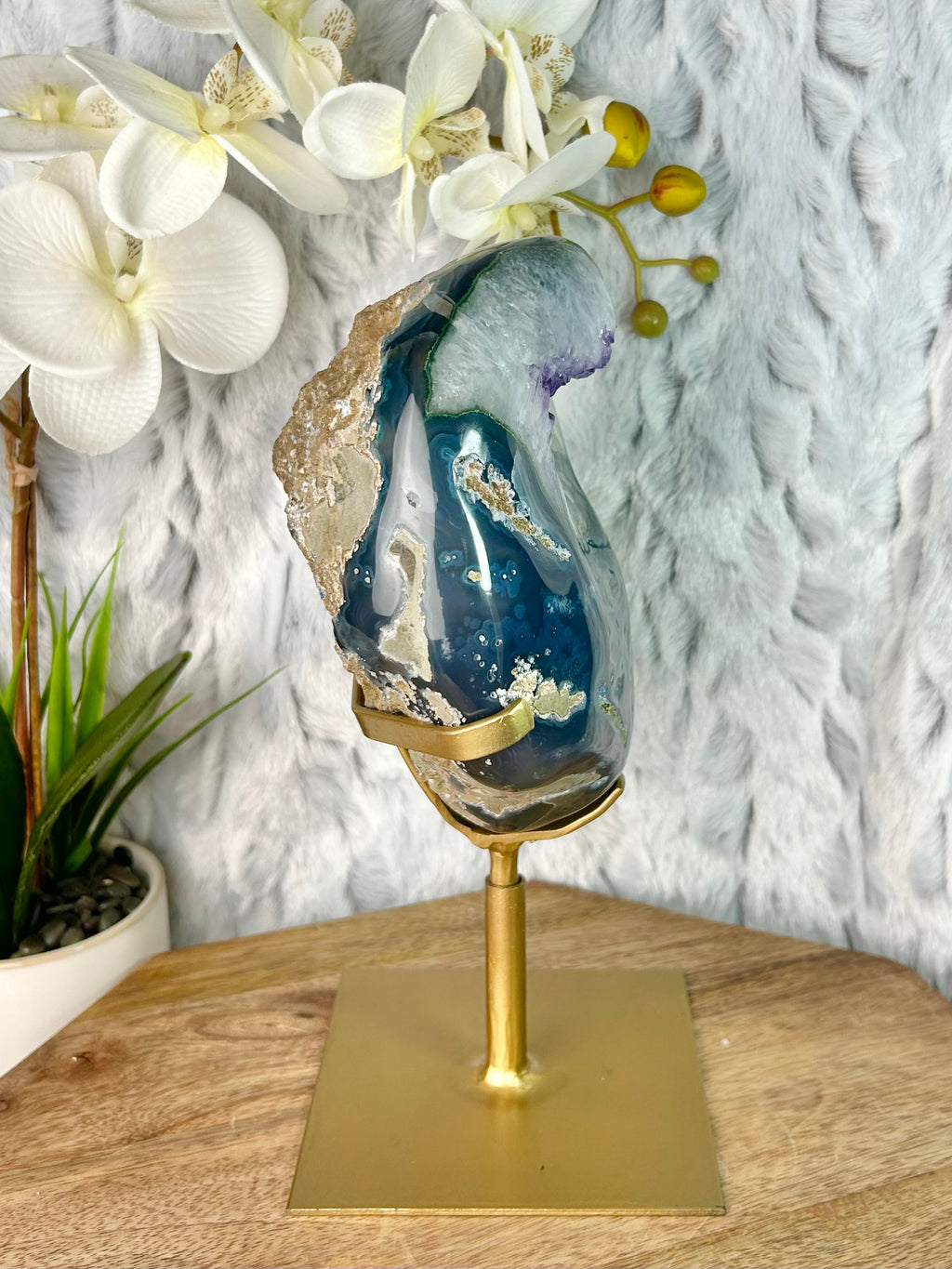 Amethyst Agate Geode on spinning stand