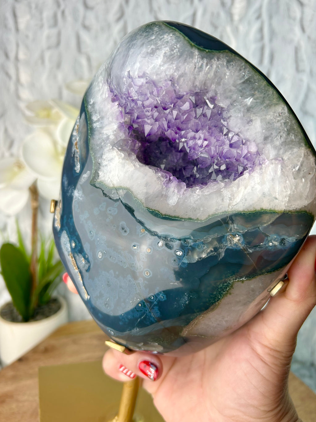 Amethyst Agate Geode on spinning stand