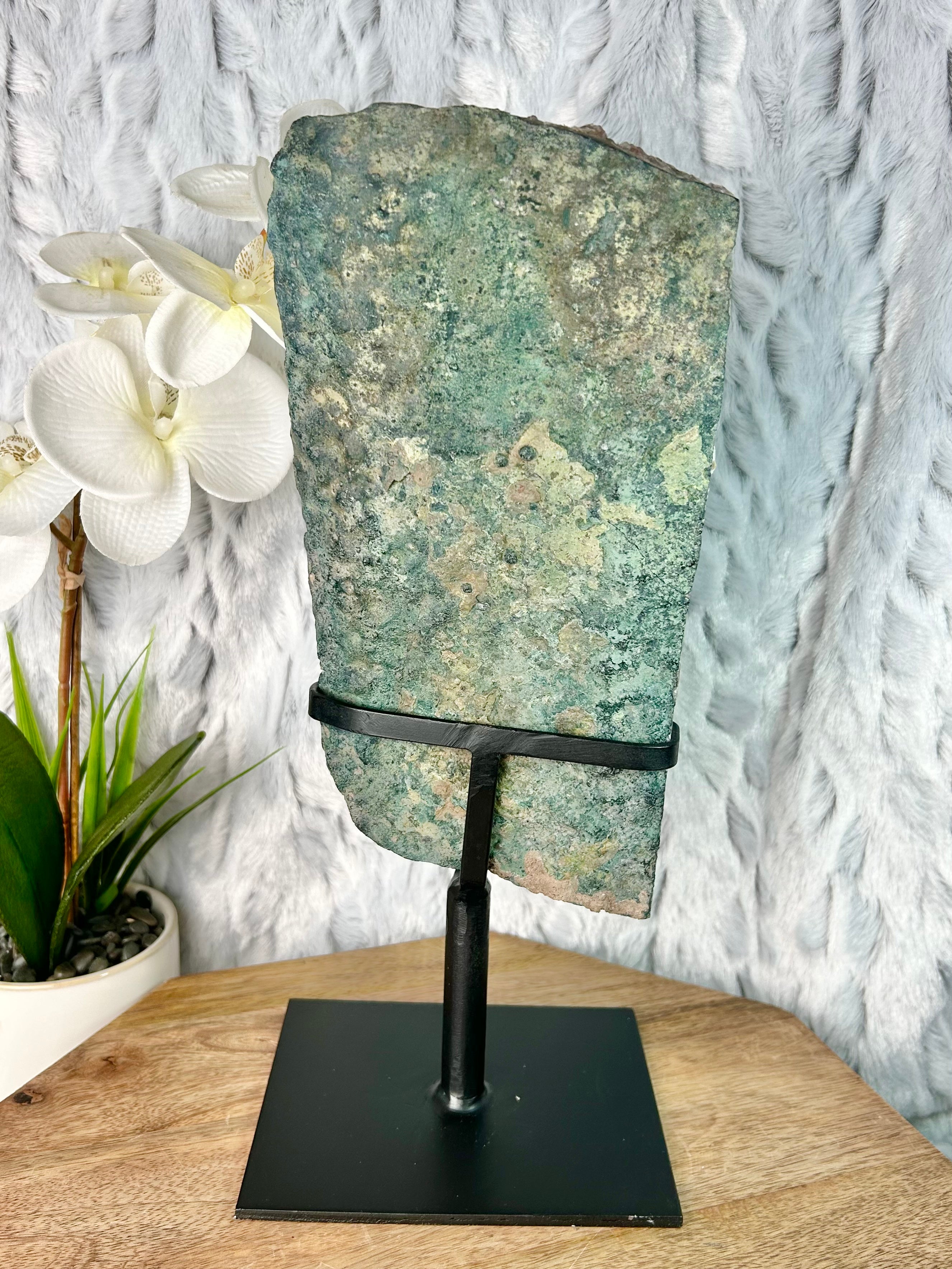 Deep Purple Amethyst Slab with cube Calcite