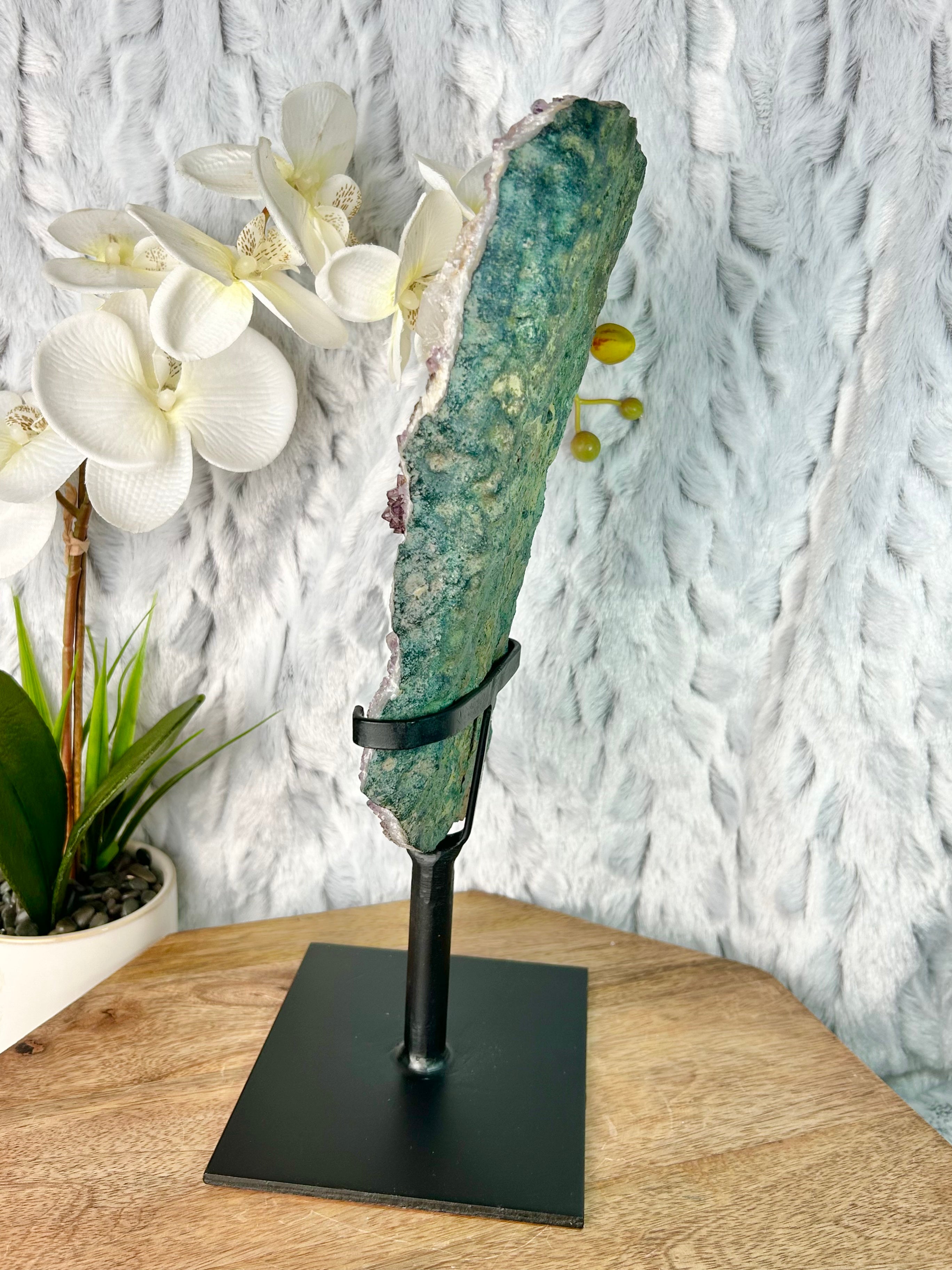 Deep Purple Amethyst Slab with cube Calcite