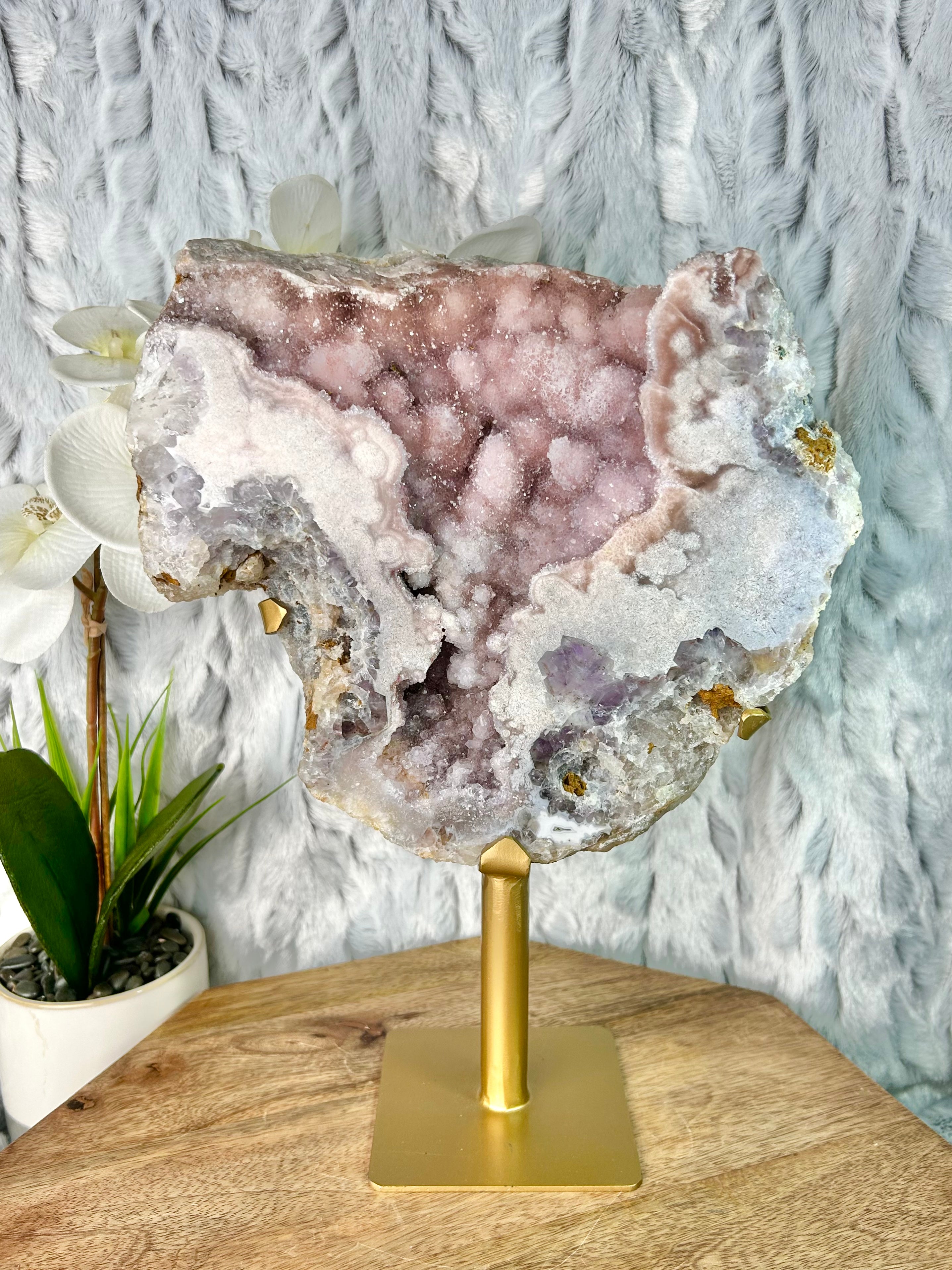 Druzy Amethyst Geode on stand