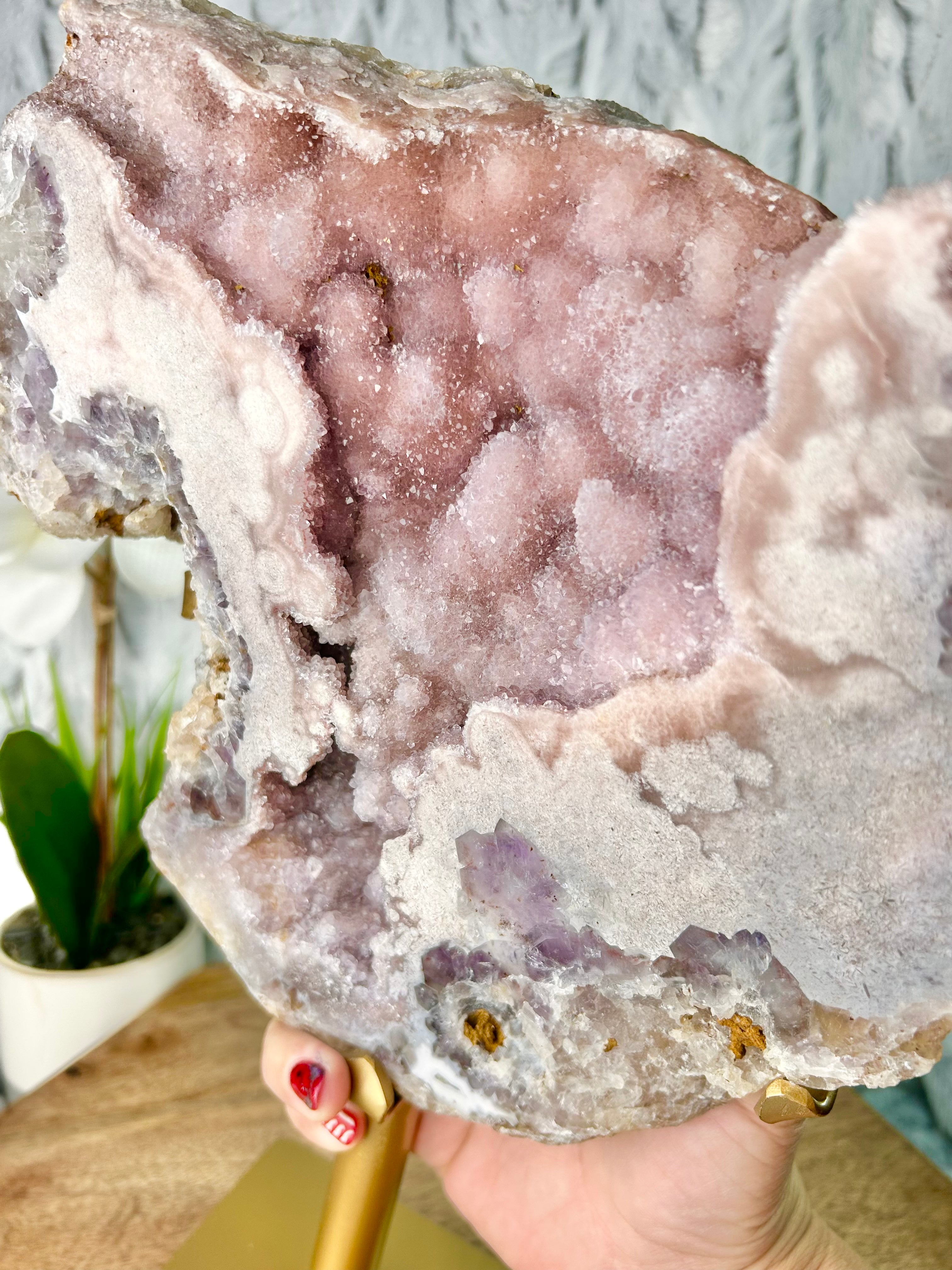 Druzy Amethyst Geode on stand