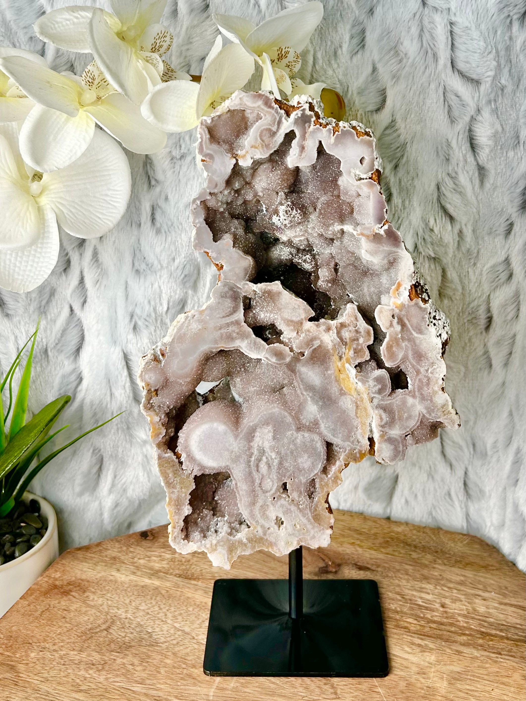 Purple Pink Amethyst Geode on stand