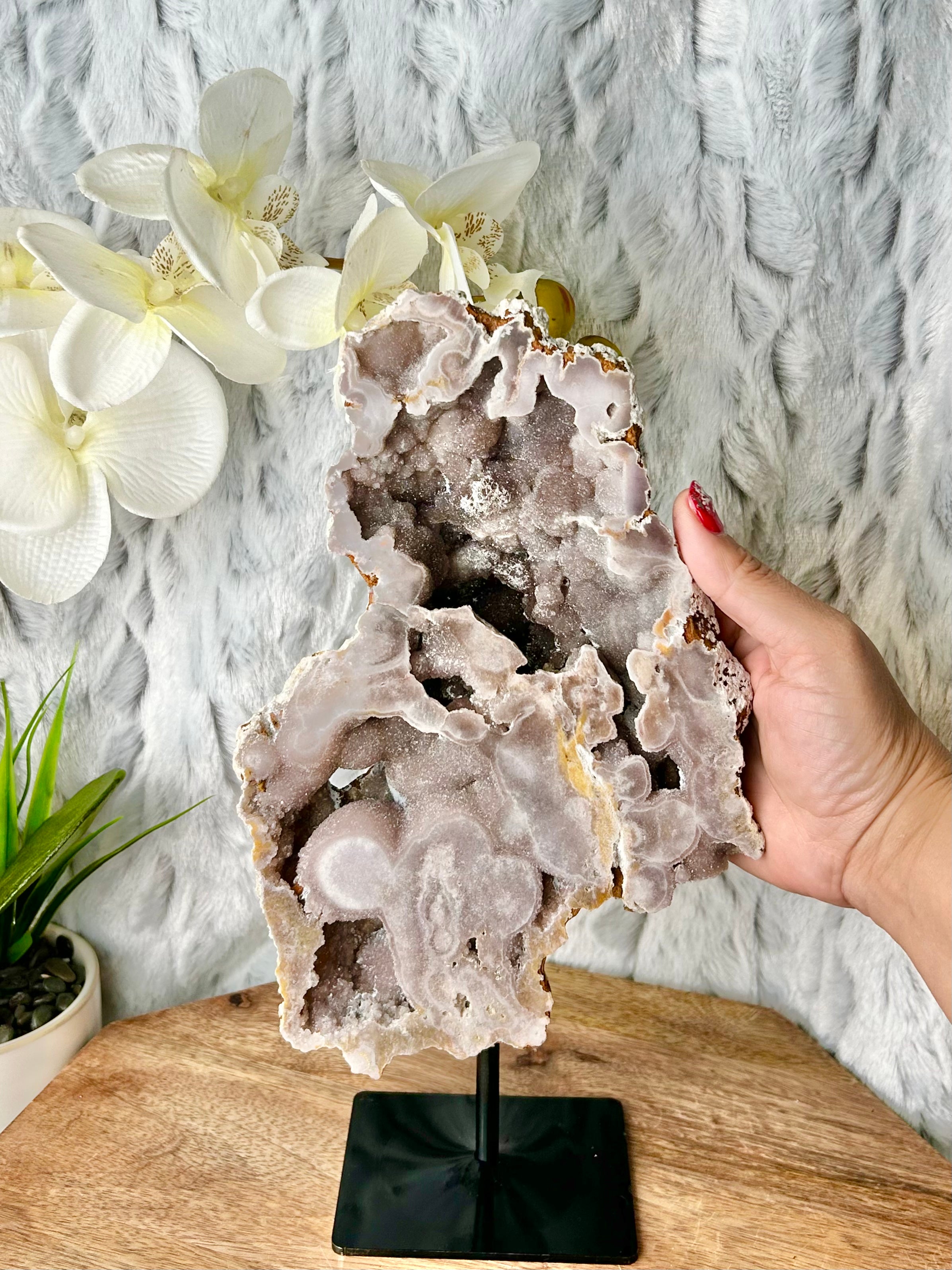 Purple Pink Amethyst Geode on stand