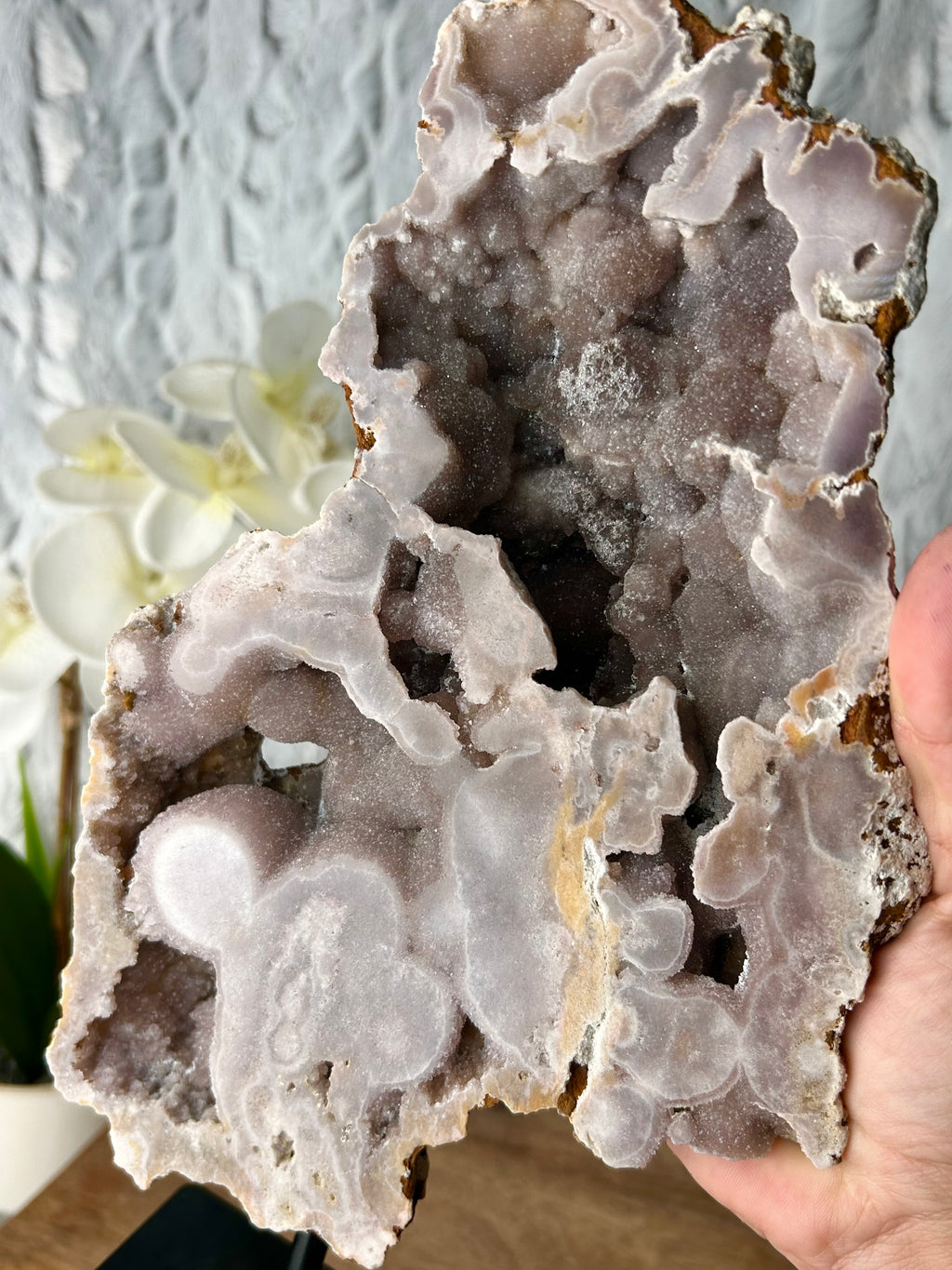 Purple Pink Amethyst Geode on stand