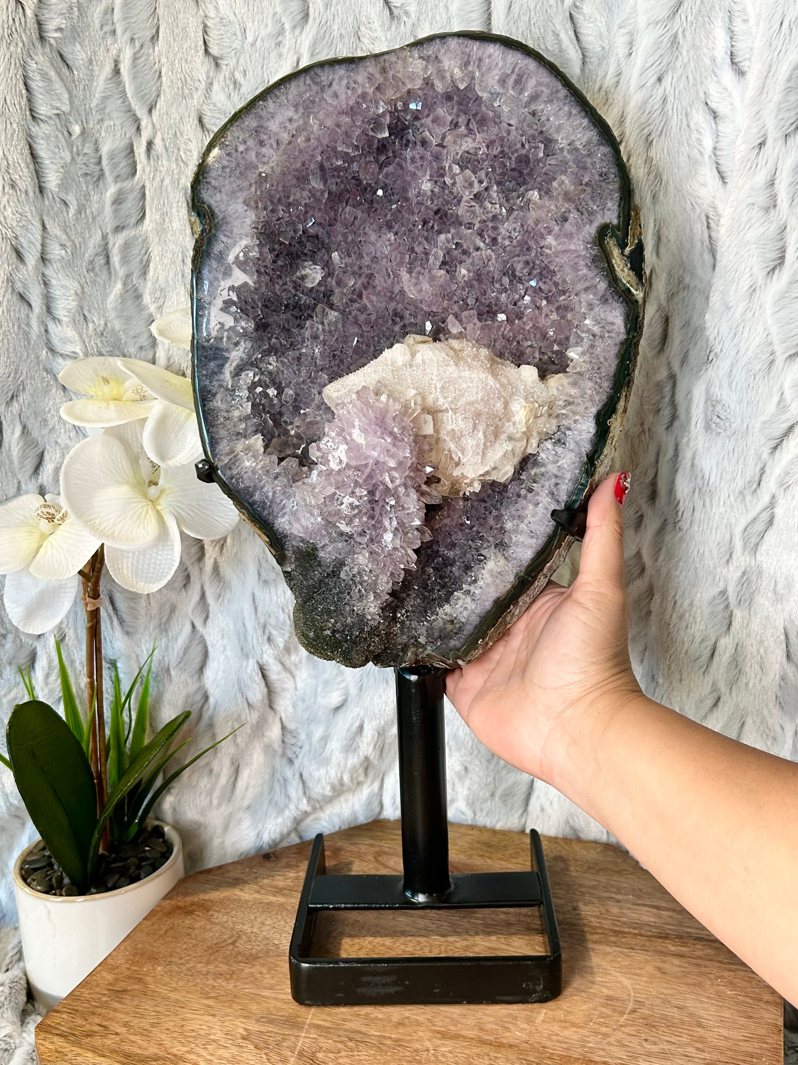 Large Amethyst Geode with Calcite