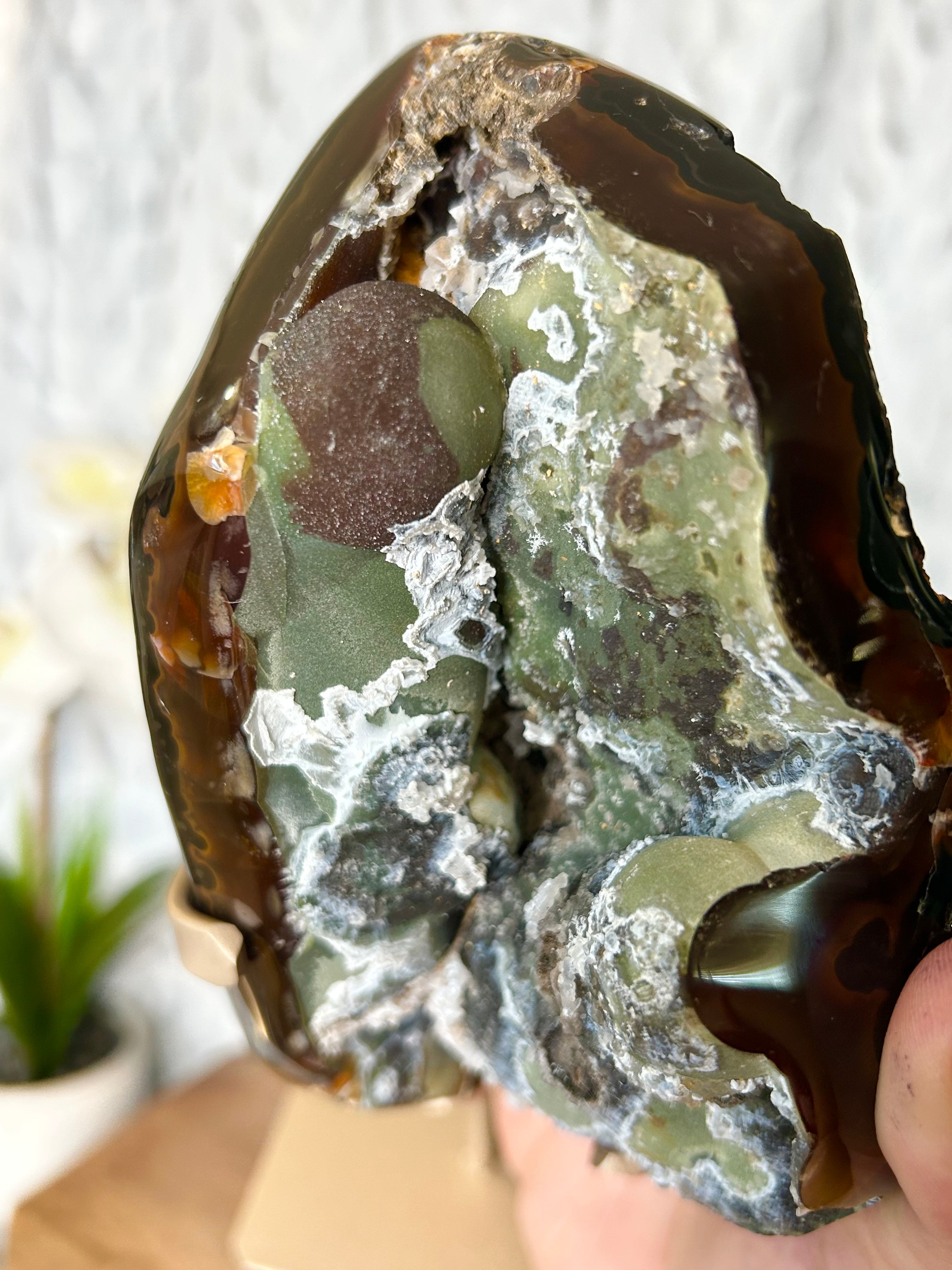 Rare Green Druse Agate Geode