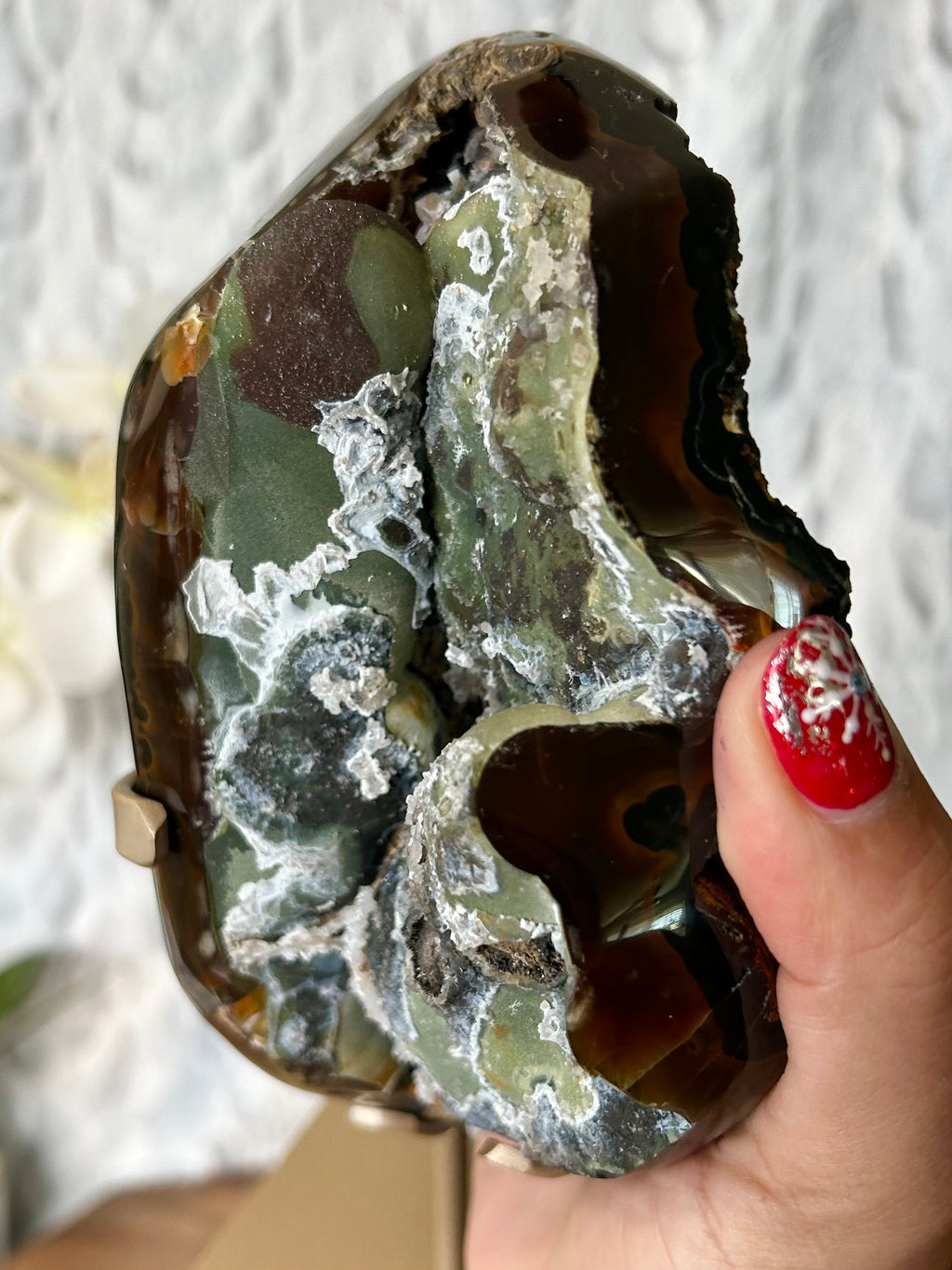 Rare Green Druse Agate Geode