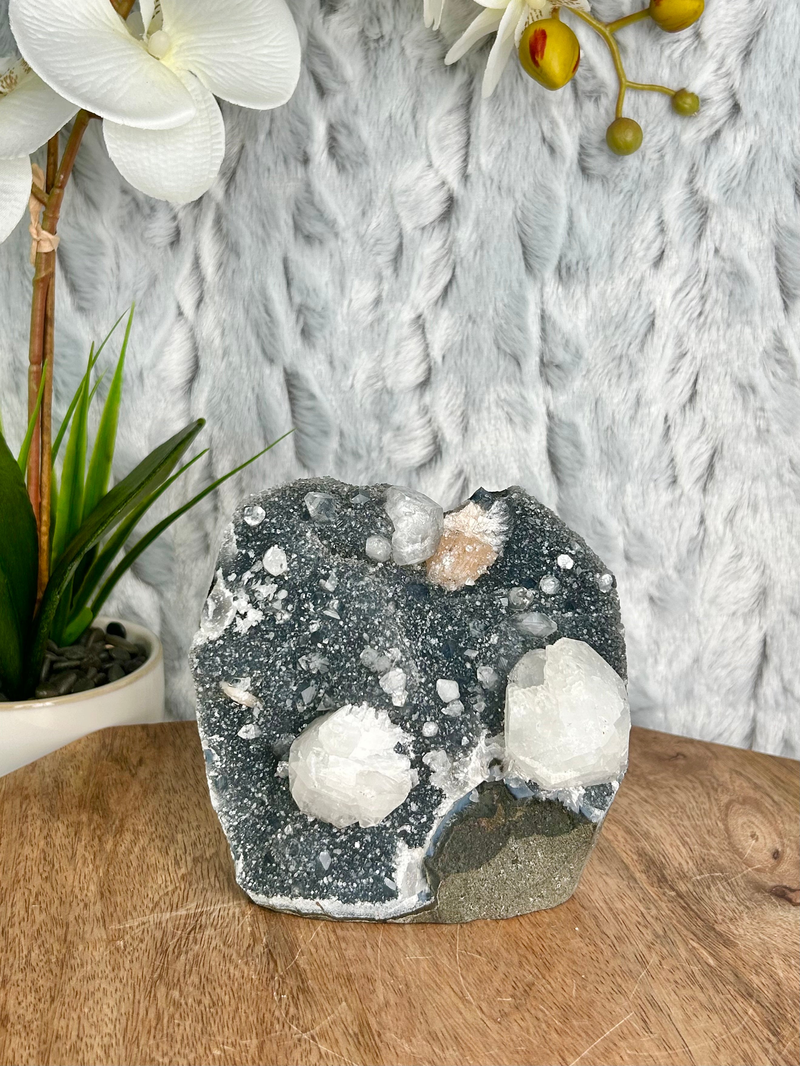 Blue Chalcedony with Apophyllite