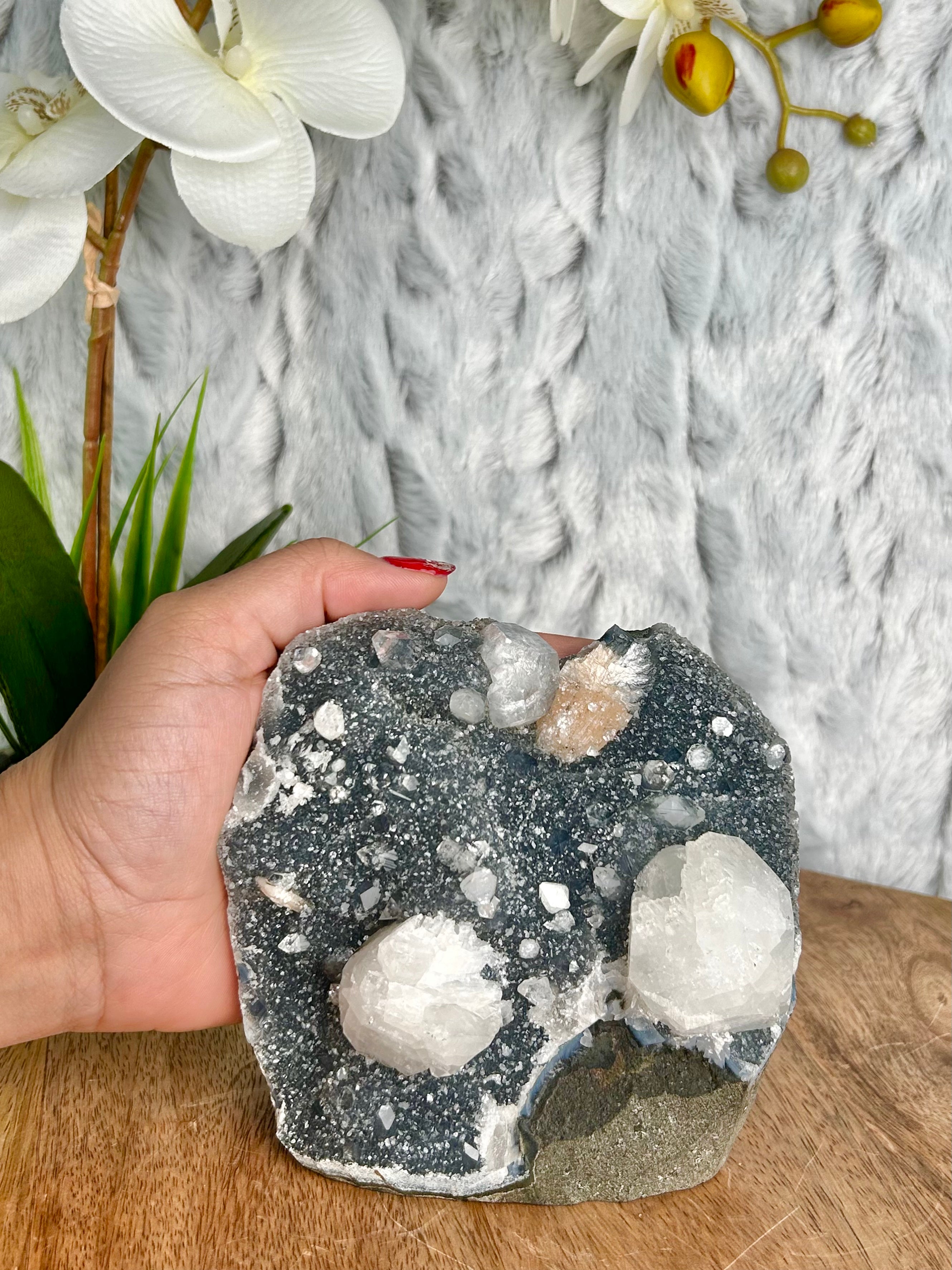 Blue Chalcedony with Apophyllite