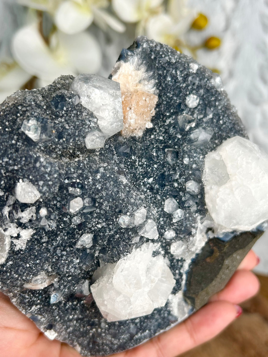 Blue Chalcedony with Apophyllite