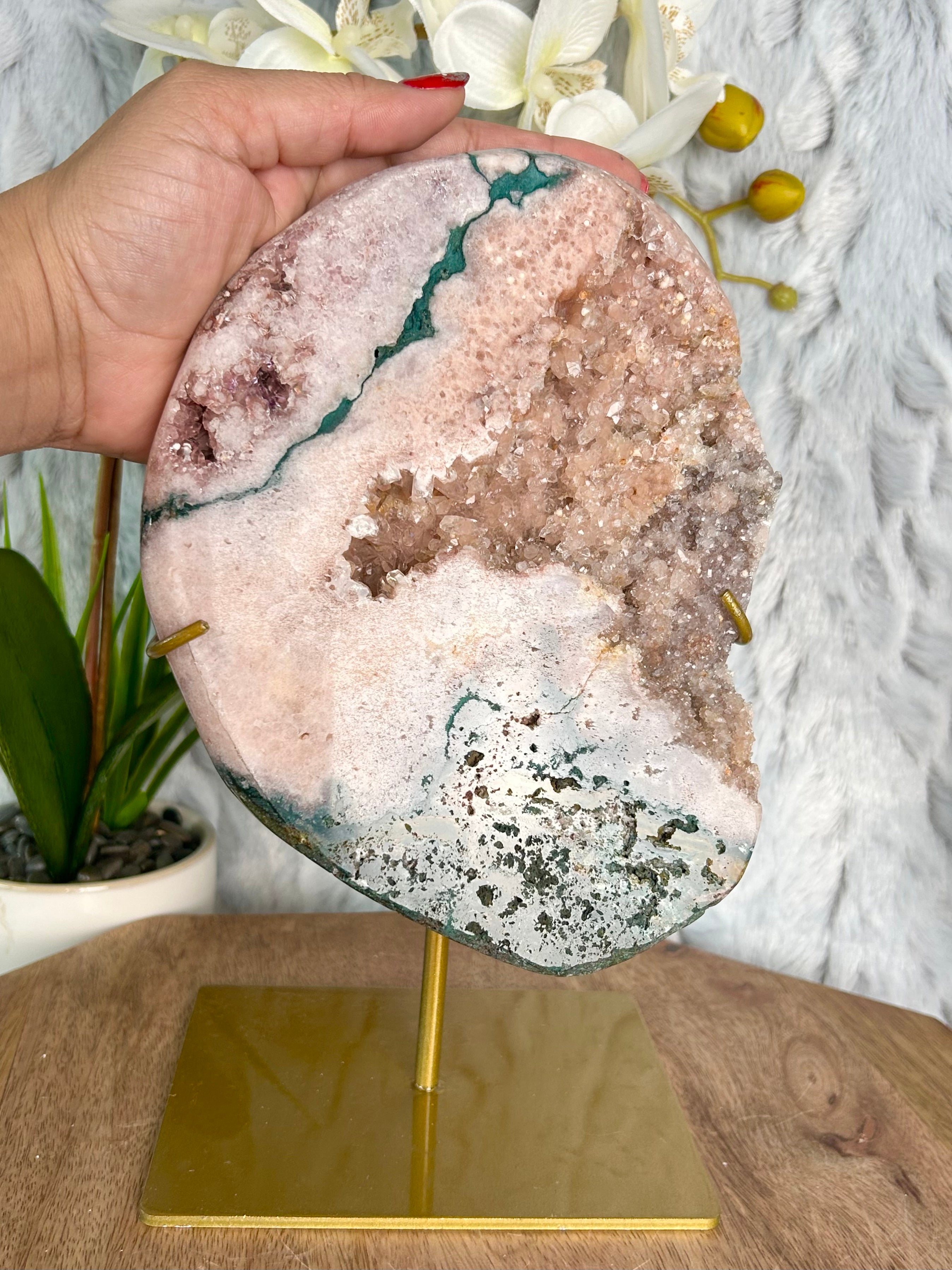 Pink Amethyst Slab with Jasper