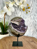 Large Uruguayan Amethyst Sphere with blade Calcite