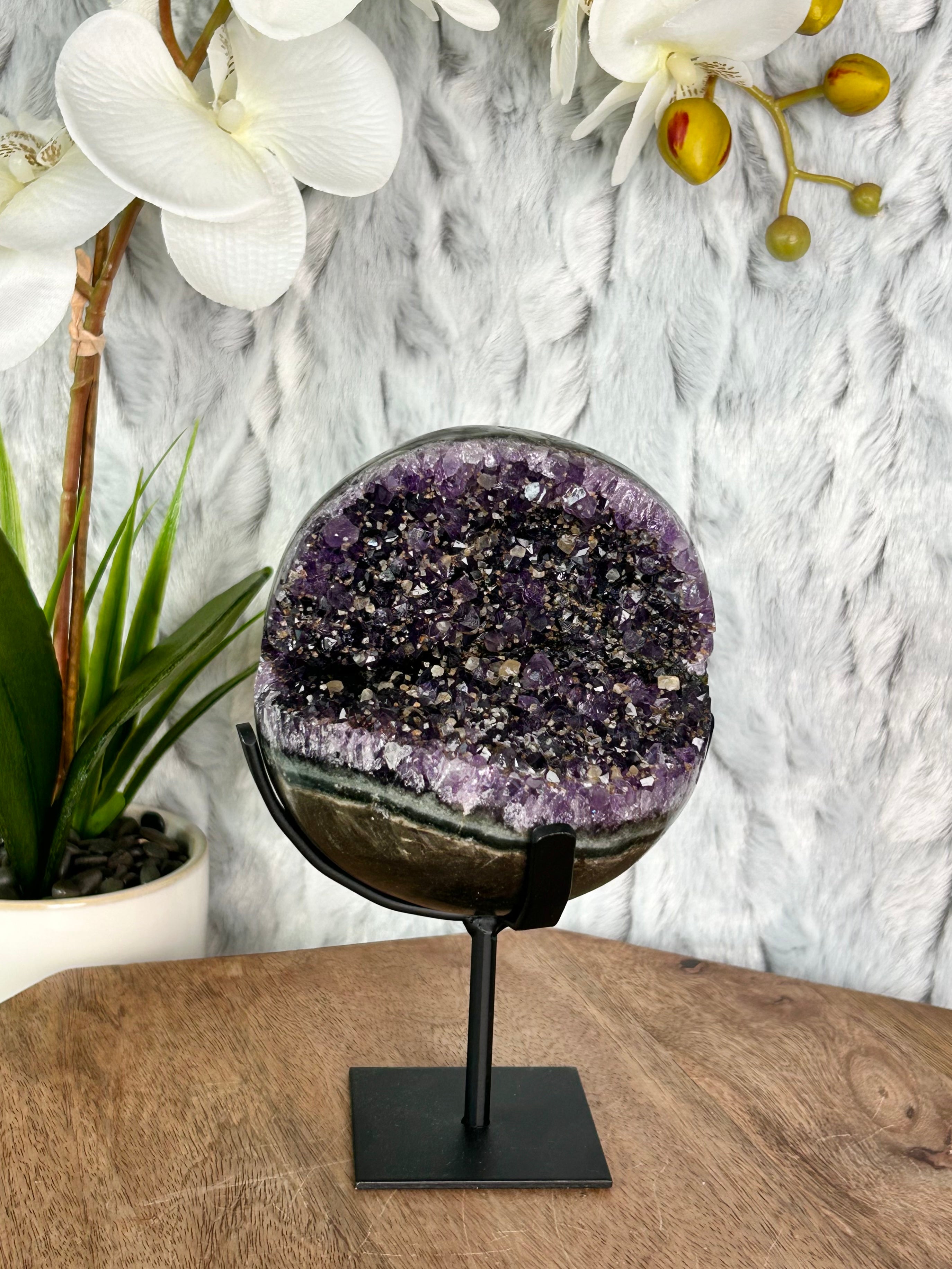 Large Uruguayan Sphere with speckled Calcite